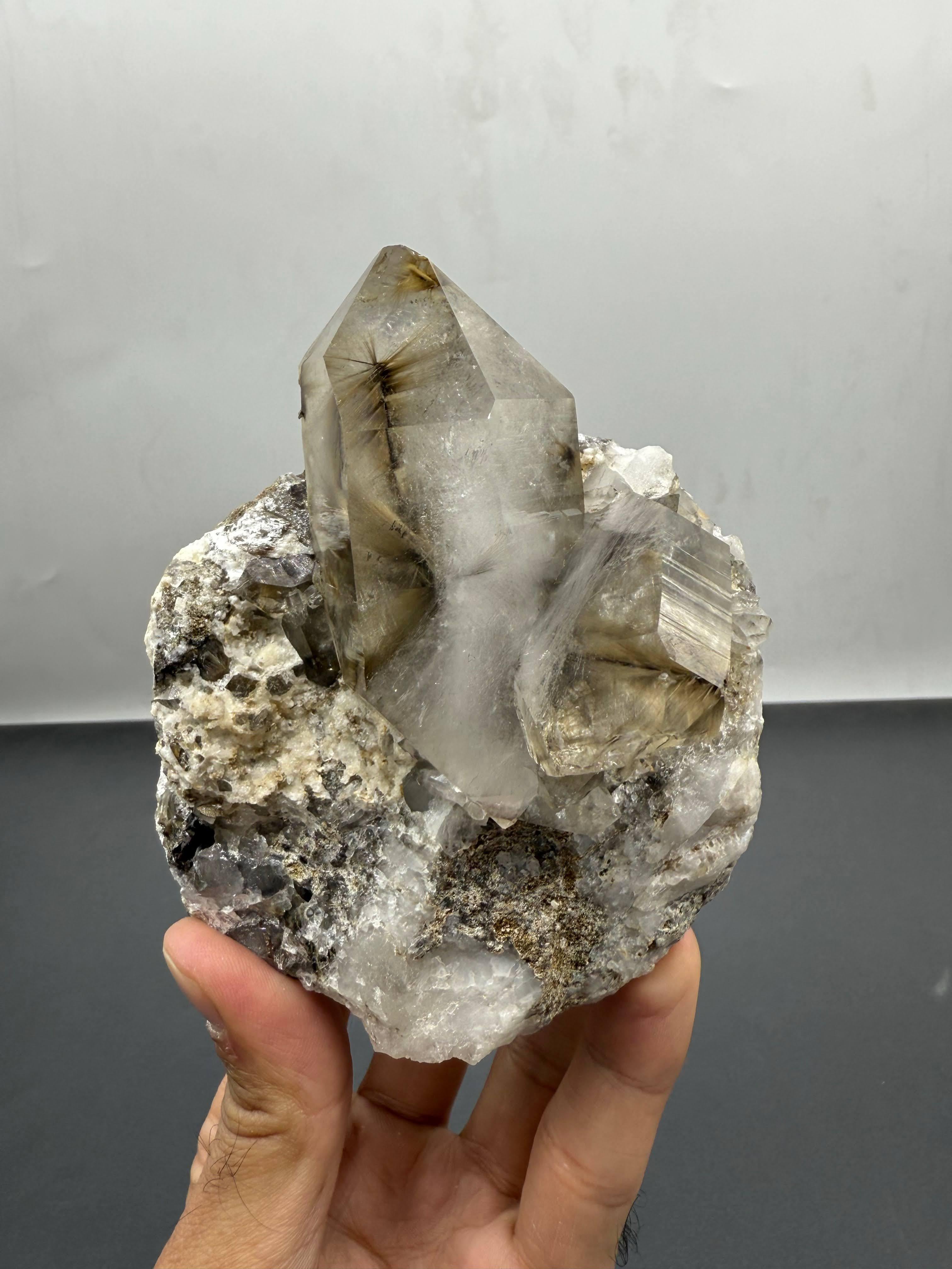 Pakistani Natural Specimen Of Rutile Quartz Crystals On Matrix From Pakistan For Sale