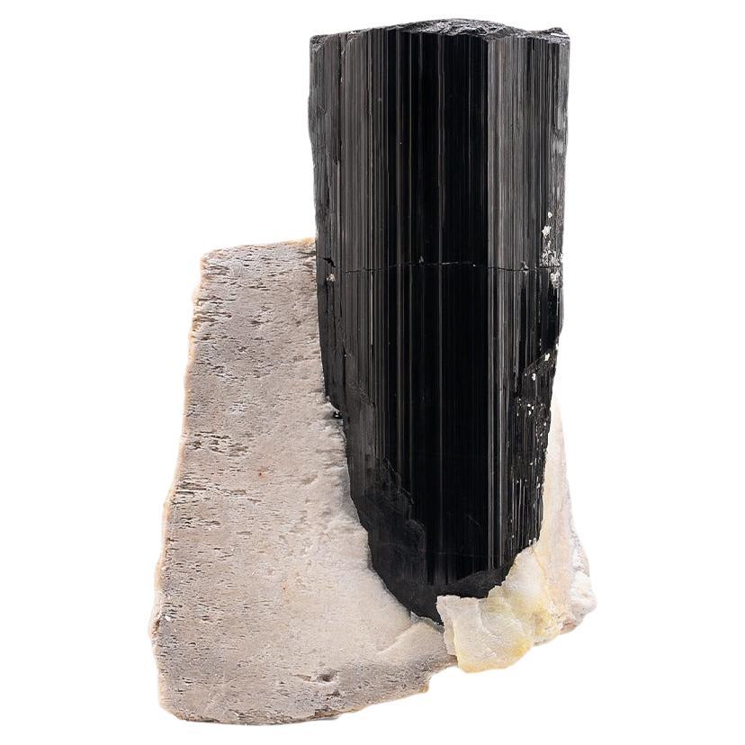 Natural Specimen Of Schorl Black Tourmaline Crystal On Albite From Pakistan