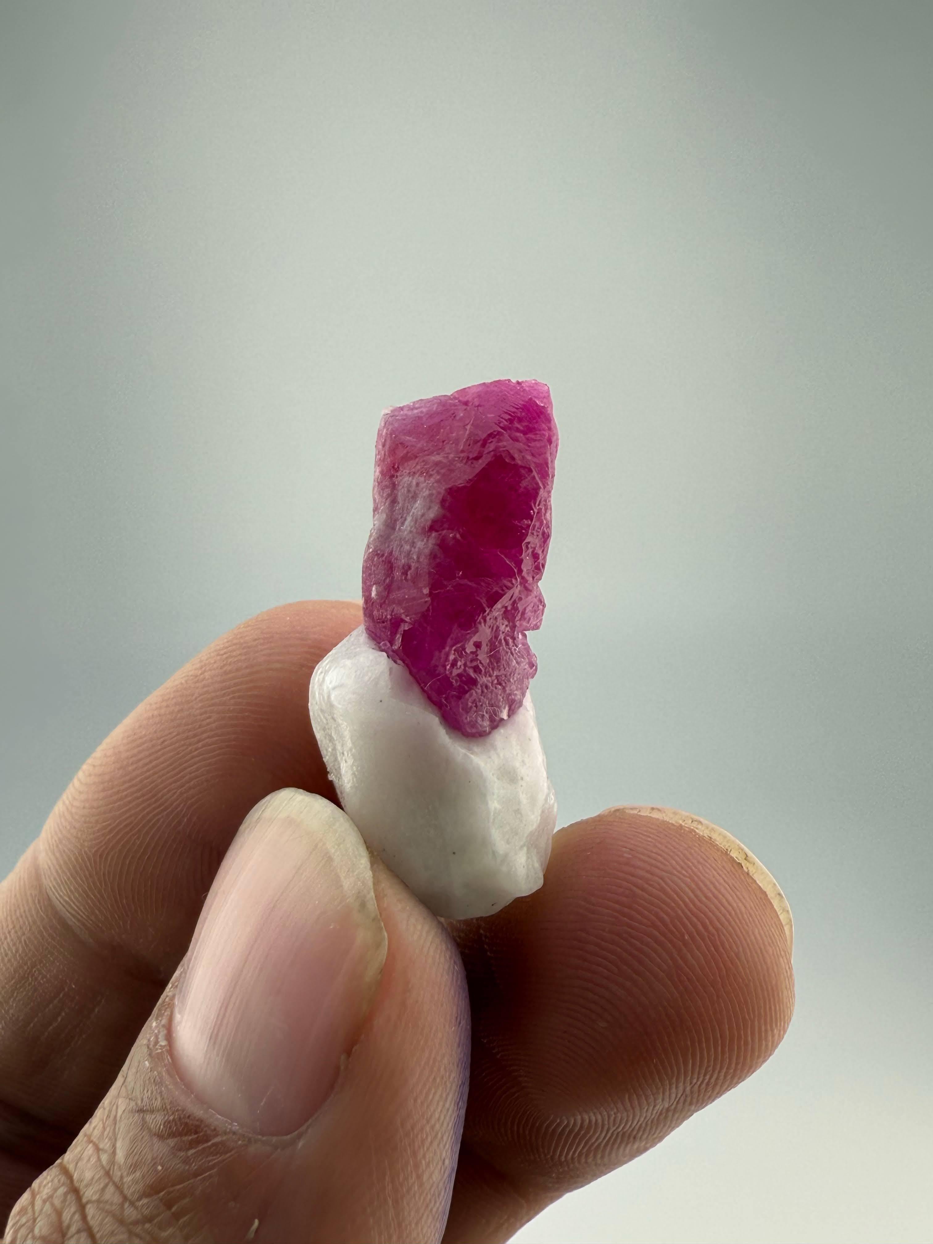 Natural Specimen Of Single Ruby Crystal On Marble From Pakistan For Sale 1