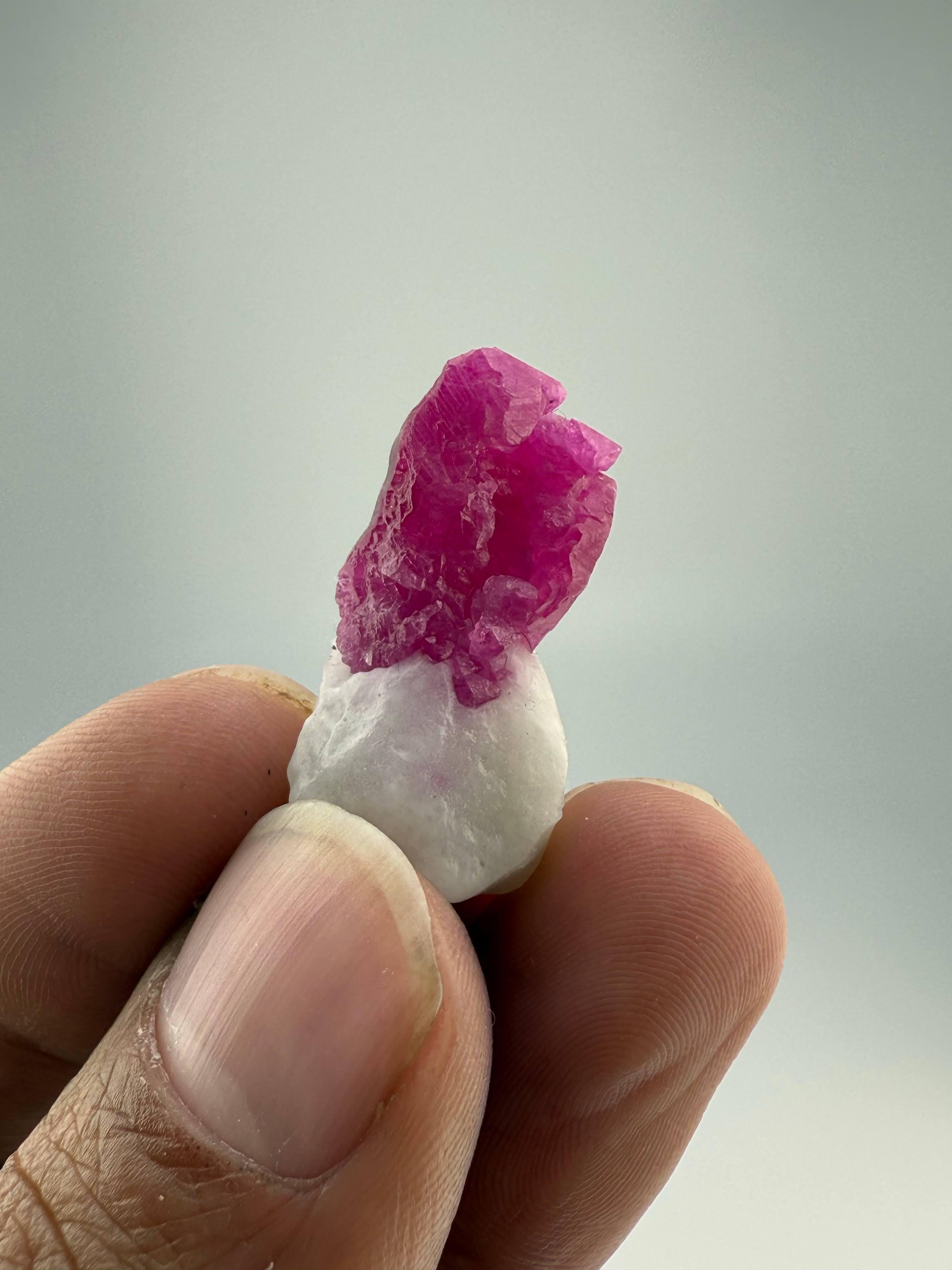 Natural Specimen Of Single Ruby Crystal On Marble From Pakistan For Sale 2