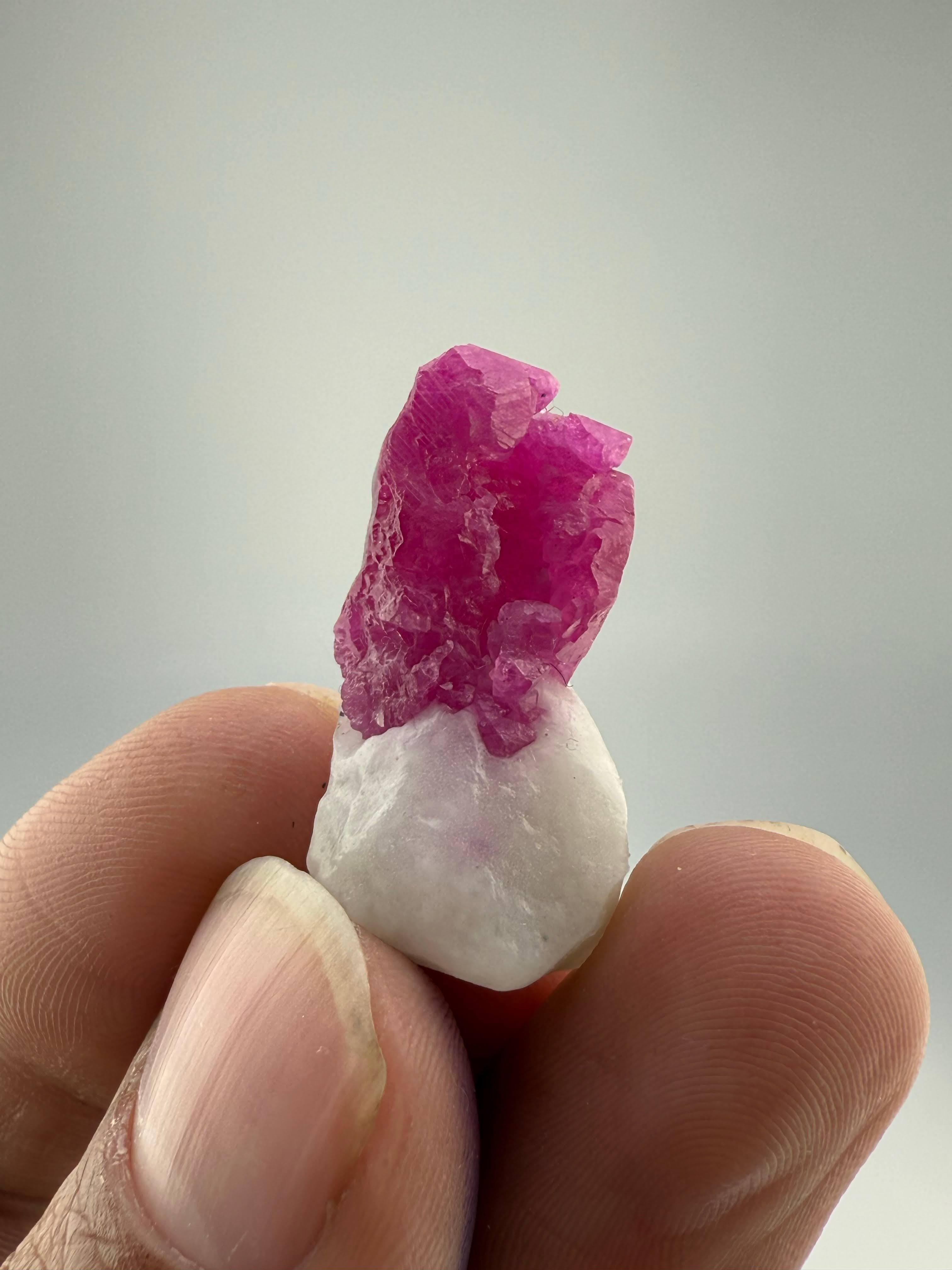 Natural Specimen Of Single Ruby Crystal On Marble From Pakistan For Sale 3