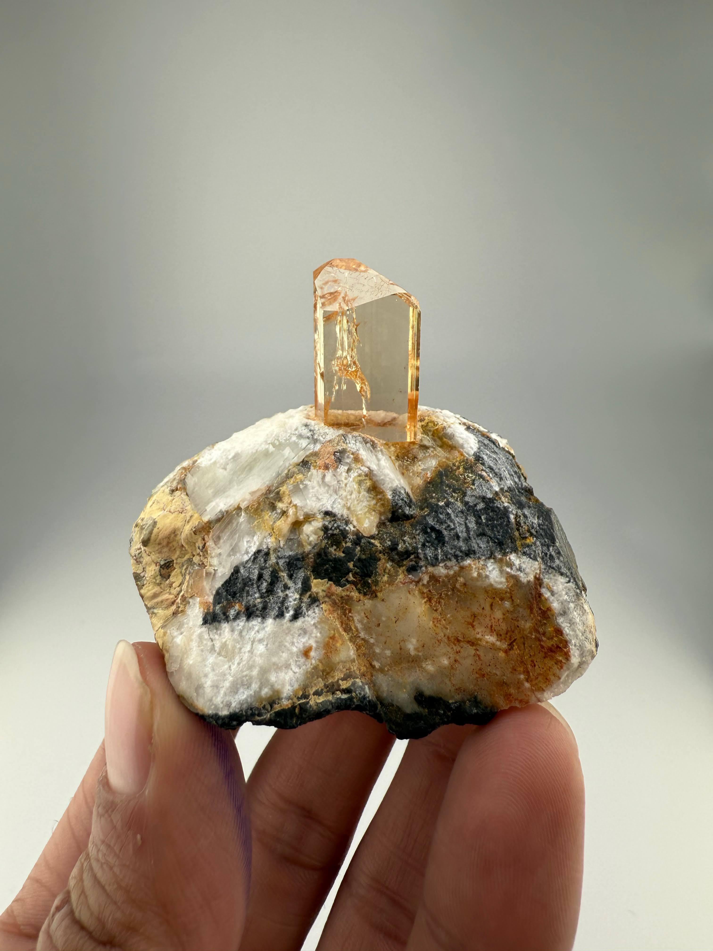 Natural Specimen Of Top Quality Topaz Crystal On Calcite From Pakistan For Sale 5