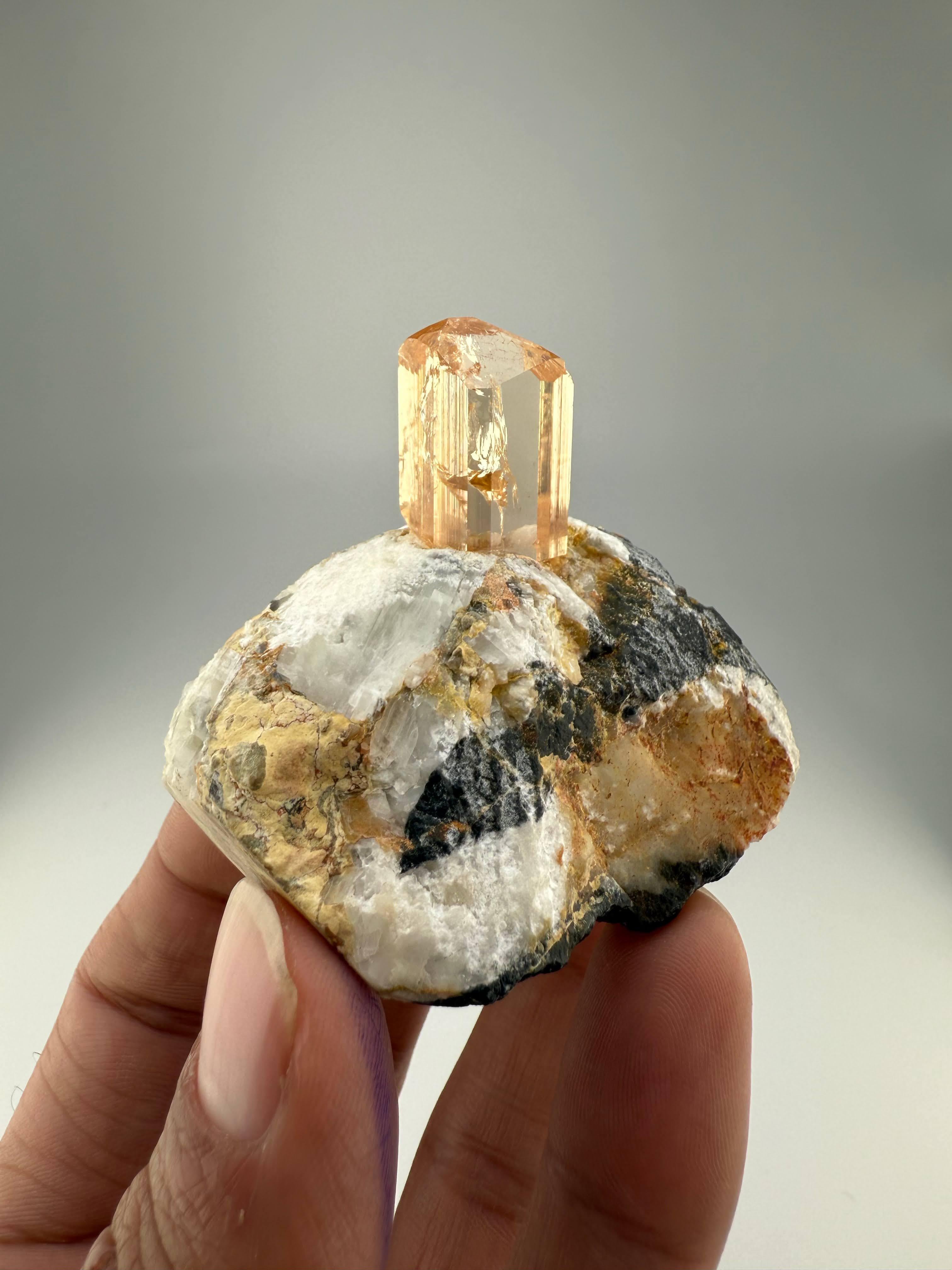 Natural Specimen Of Top Quality Topaz Crystal On Calcite From Pakistan For Sale 3