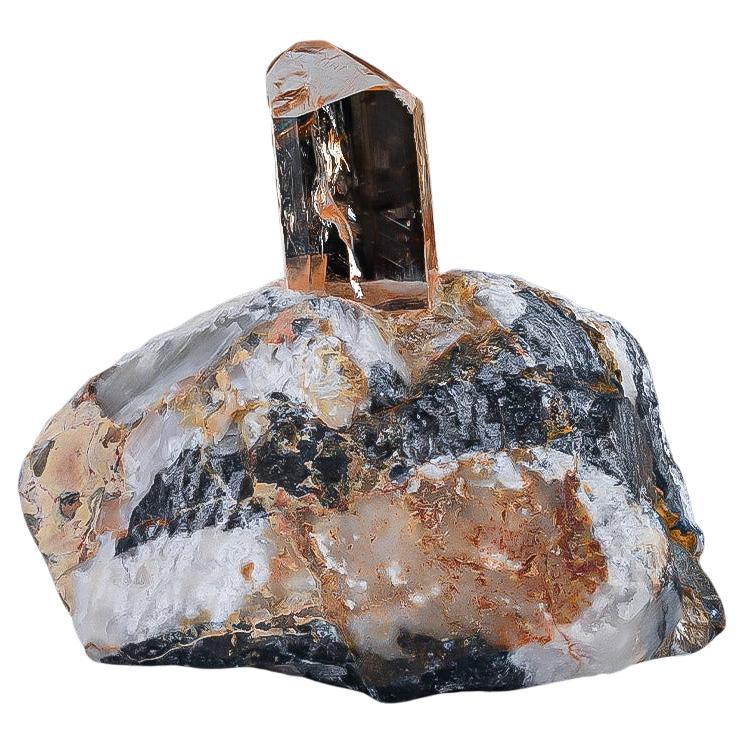 Natural Specimen Of Top Quality Topaz Crystal On Calcite From Pakistan