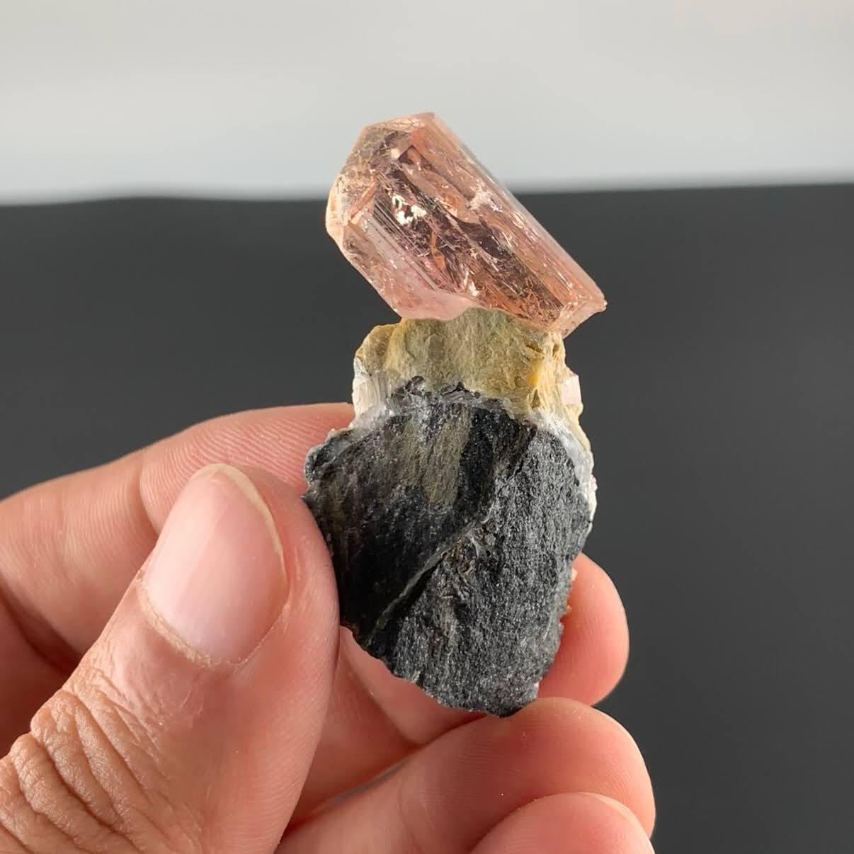 Natürliches Exemplar eines Topaskristalls auf einer Matrix aus Pakistan (Kristall) im Angebot