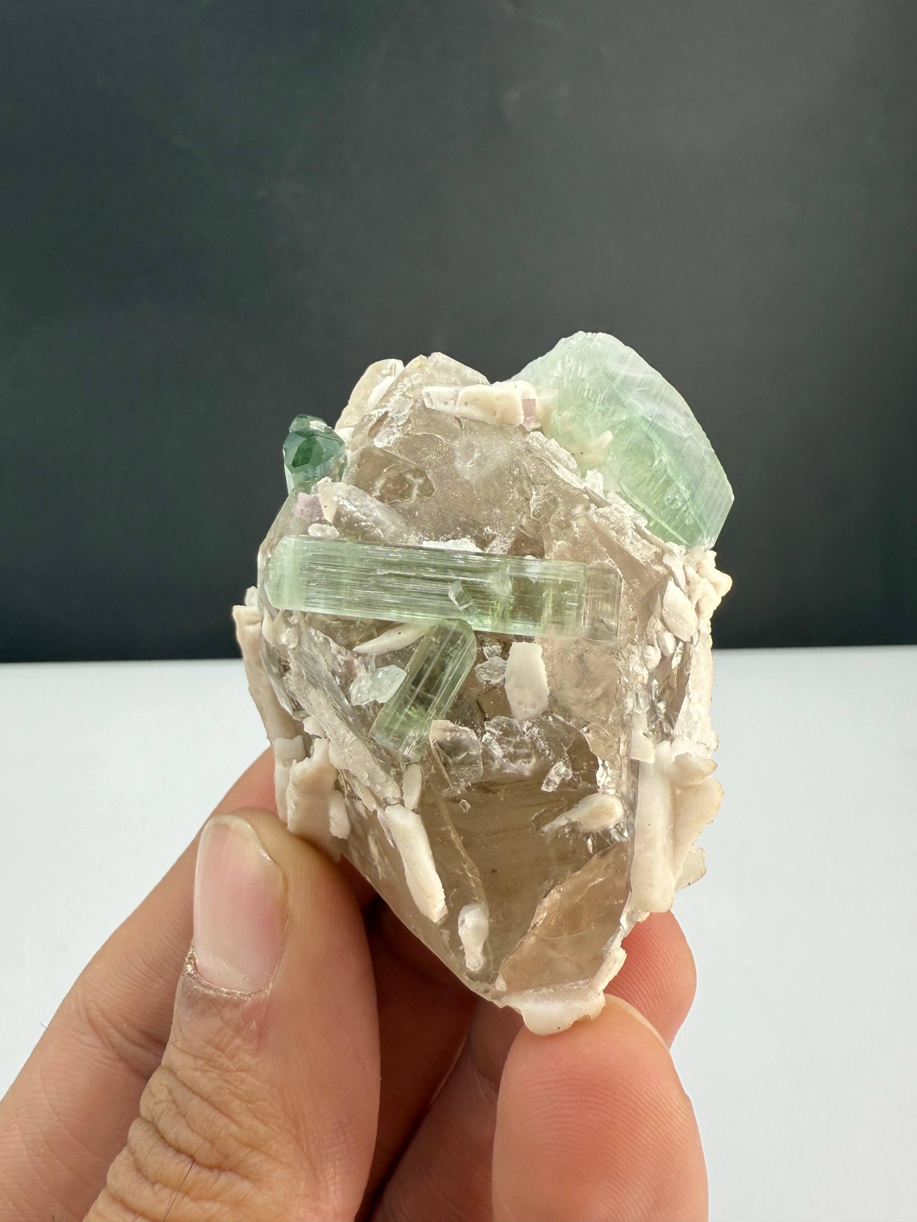 Natural Specimen Of Tourmaline Crystals On Smoky Quartz From Afghanistan For Sale 5