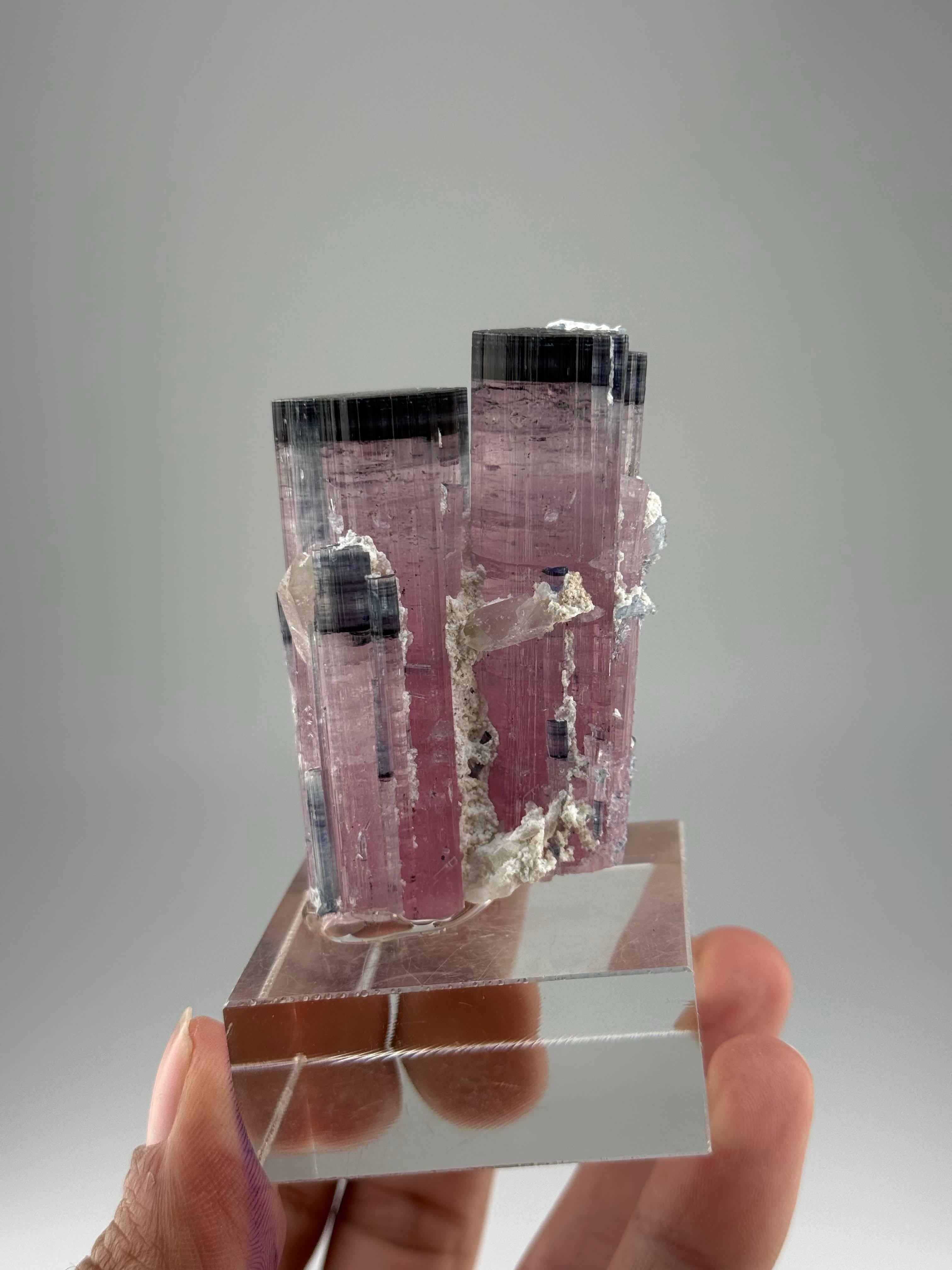 XXI secolo e contemporaneo Esemplare naturale di cristalli gemelli di tormalina blu CAP provenienti dall'Afghanistan in vendita