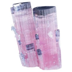Natural Specimen Of Twin Bi Color Blue Cap Tourmaline Crystals From Afghanistan Natural Specimen Of Twin Bi Color Blue Cap Tourmaline Crystals From Afghanistan