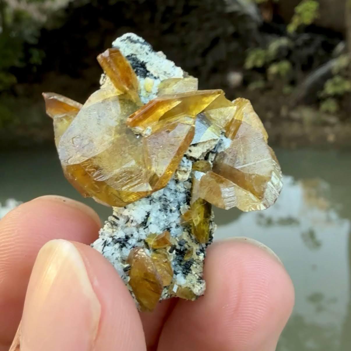 Style Adam Spécimen naturel de sphène jaune avec aegirine du Pakistan en vente