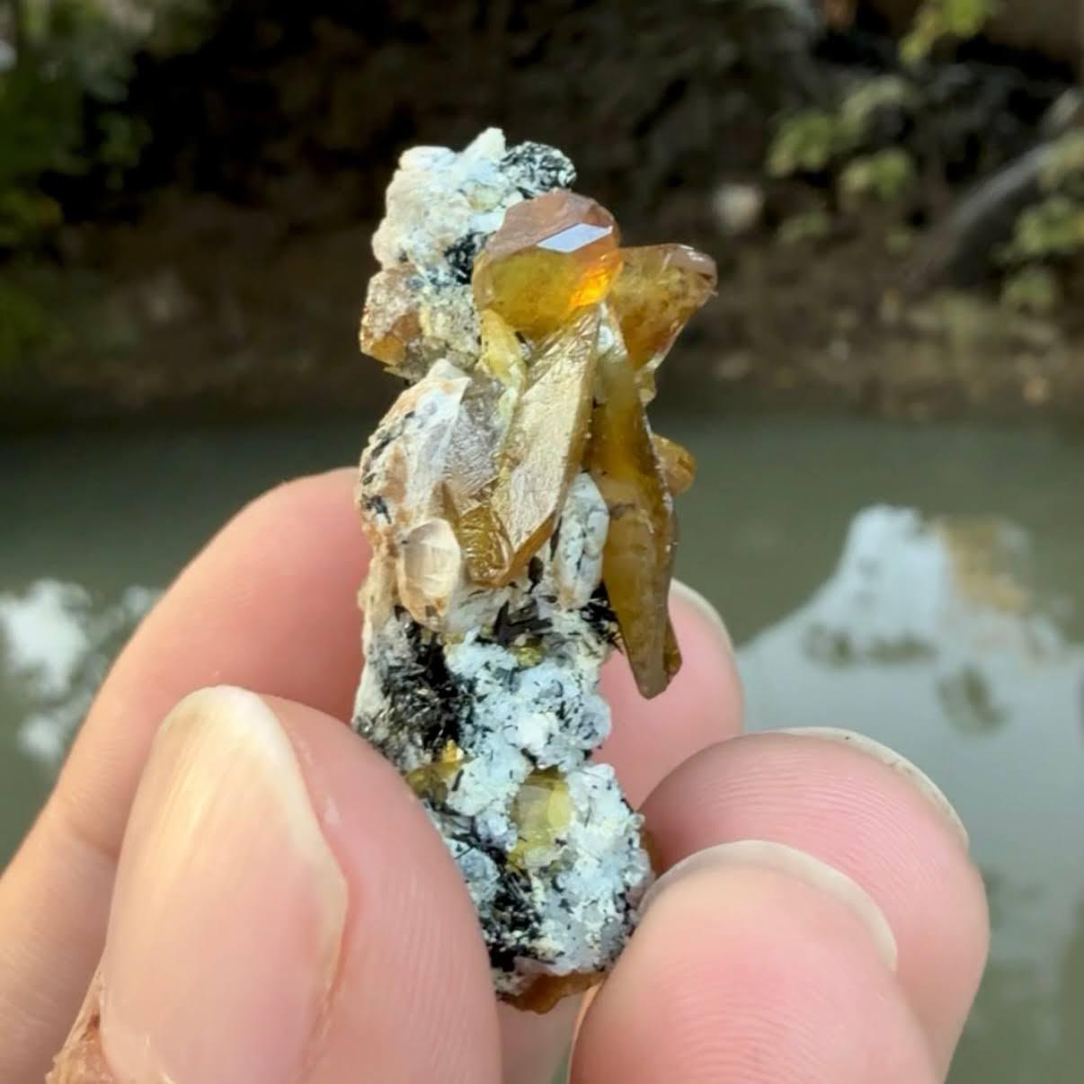 Pakistanais Spécimen naturel de sphène jaune avec aegirine du Pakistan en vente