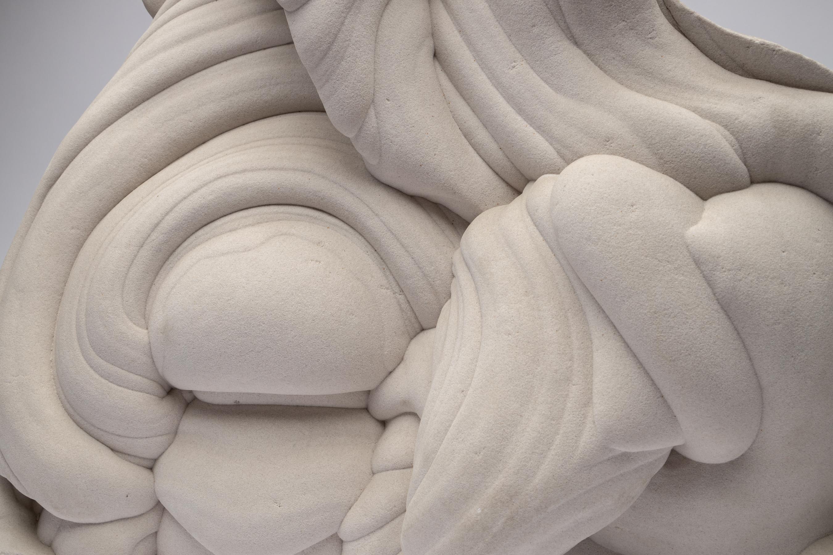 XXIe siècle et contemporain Spécimen naturel, Sculpture de forme organique en grès, Formation de Gogotte, France