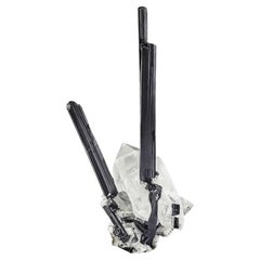 Natural Specimen Schorl Black Tourmaline Crystals on Quartz from Pakistan Natural Specimen Schorl Black Tourmaline Crystals on Quartz from Pakistan