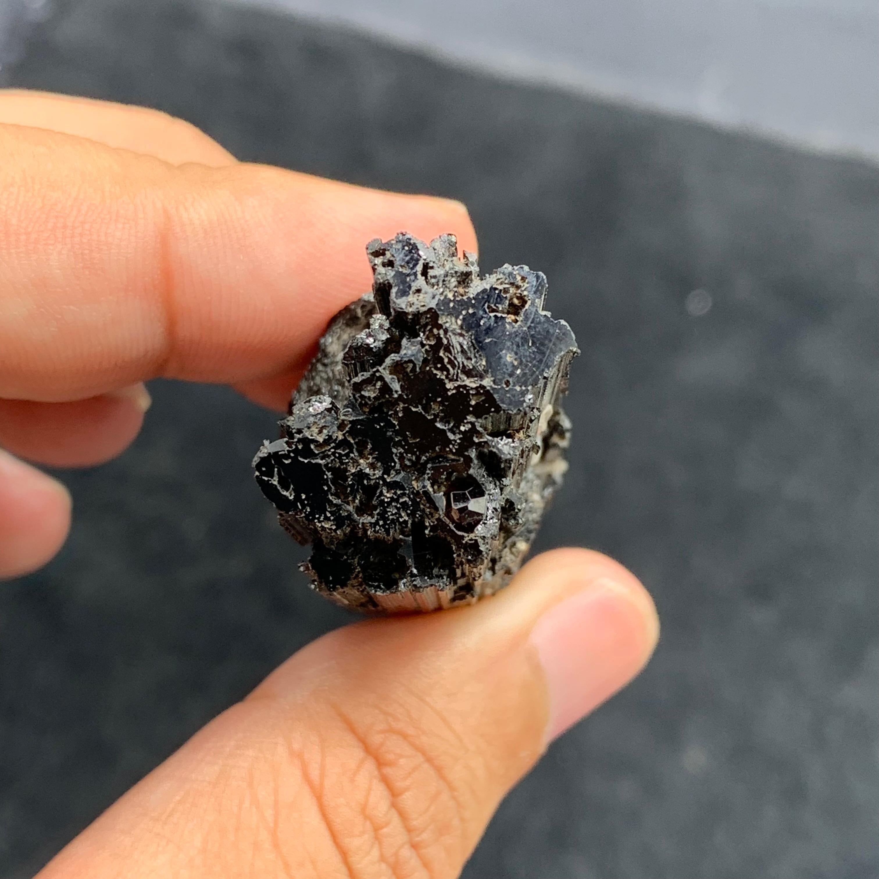 Natural Spessartine Garnet Attached With black Tourmaline Crystal For Sale 5