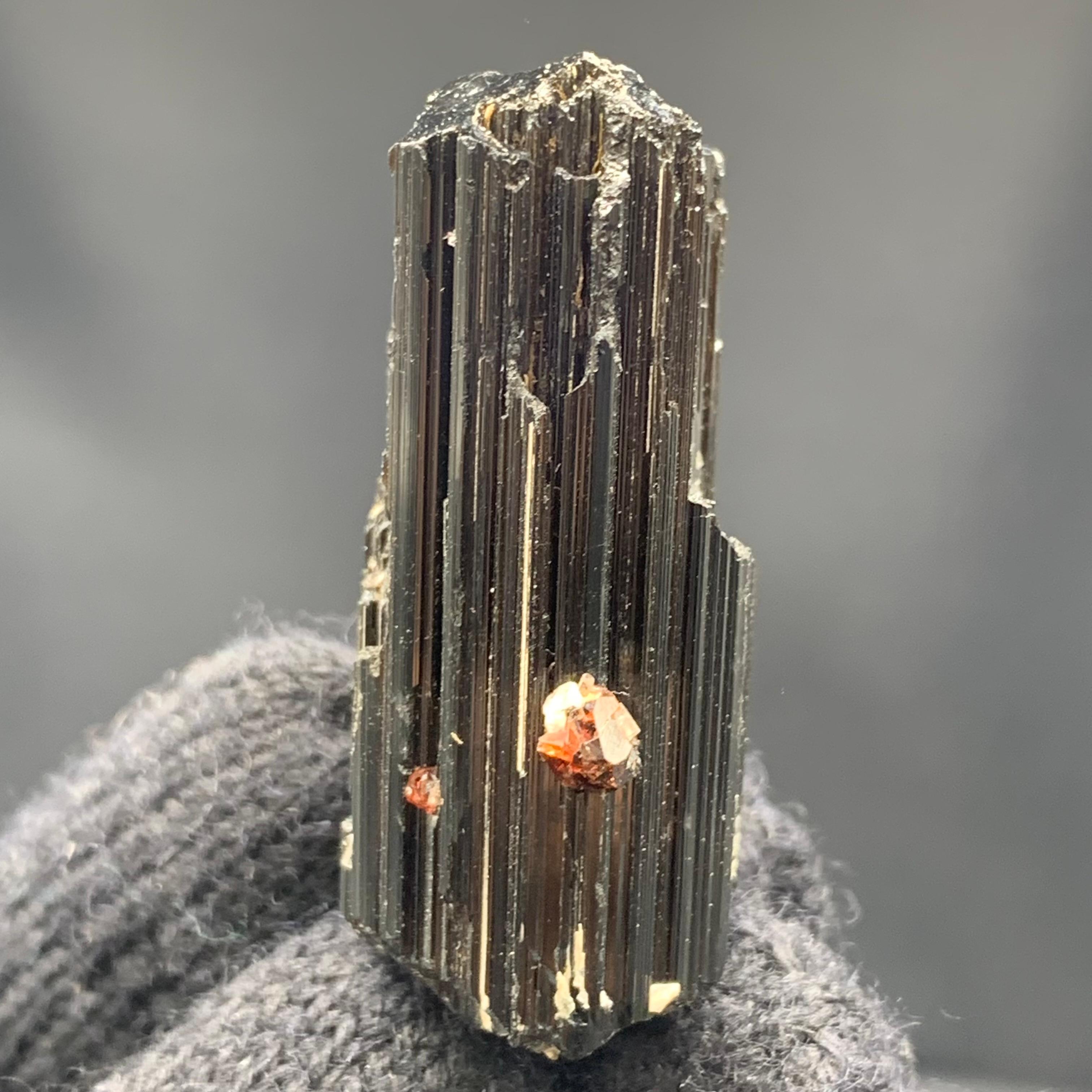 Natural Spessartine Garnet Attached With black Tourmaline Crystal For Sale 12