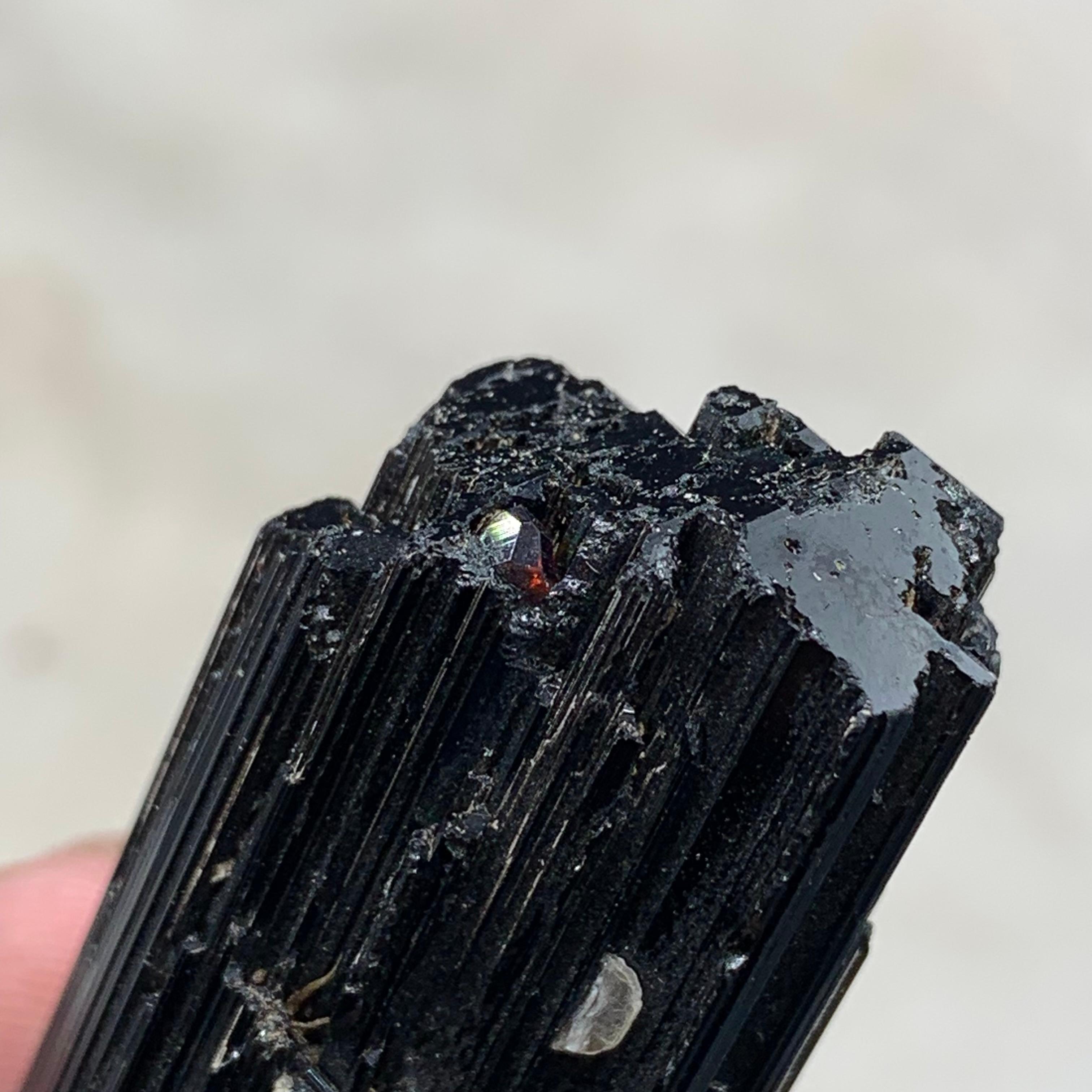 Afghan Natural Spessartine Garnet Attached With black Tourmaline Crystal For Sale