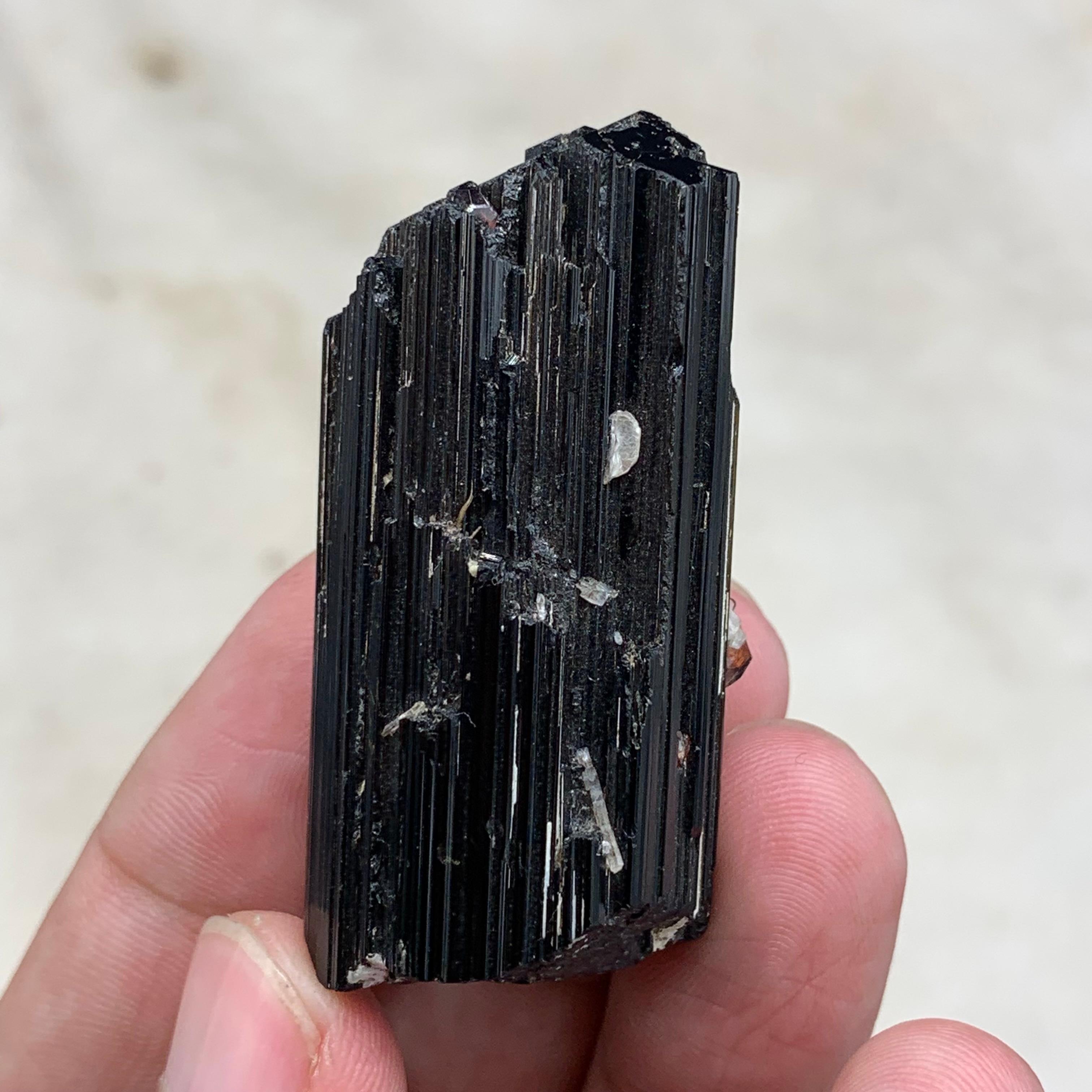 Natural Spessartine Garnet Attached With black Tourmaline Crystal In Good Condition For Sale In Peshawar, PK