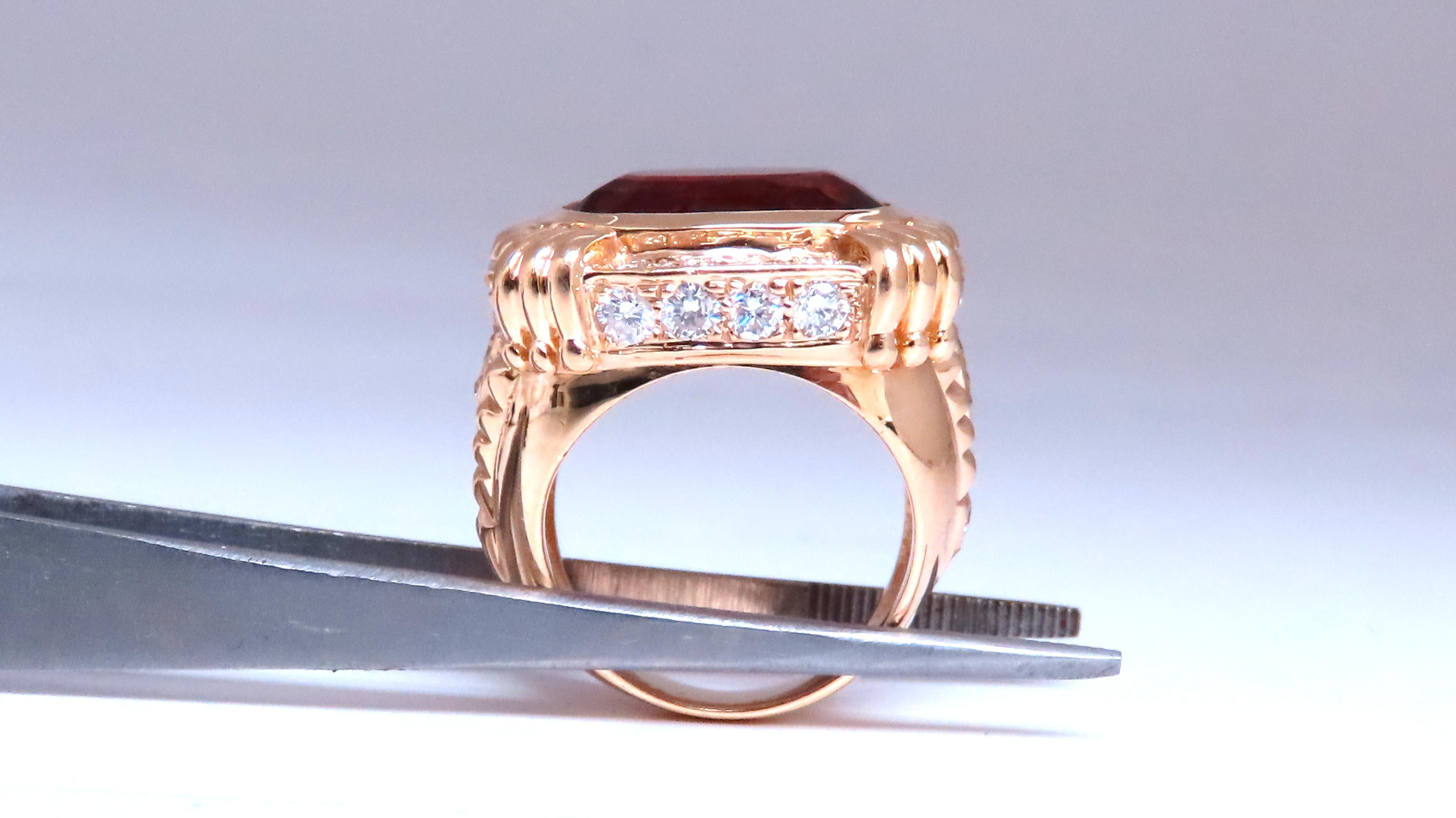 Natural Spessartite Diamonds Ring Bead Goth Stud 14Kt Gold Ref 12297 In Excellent Condition For Sale In New York, NY