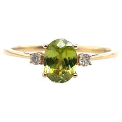 Bague en or jaune 14 carats - Sphène naturel et diamant