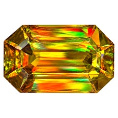 Sfene naturale (titanite) 1,90 carati – Pietra preziosa sfusa con taglio smeraldo e riflessi arcobaleno