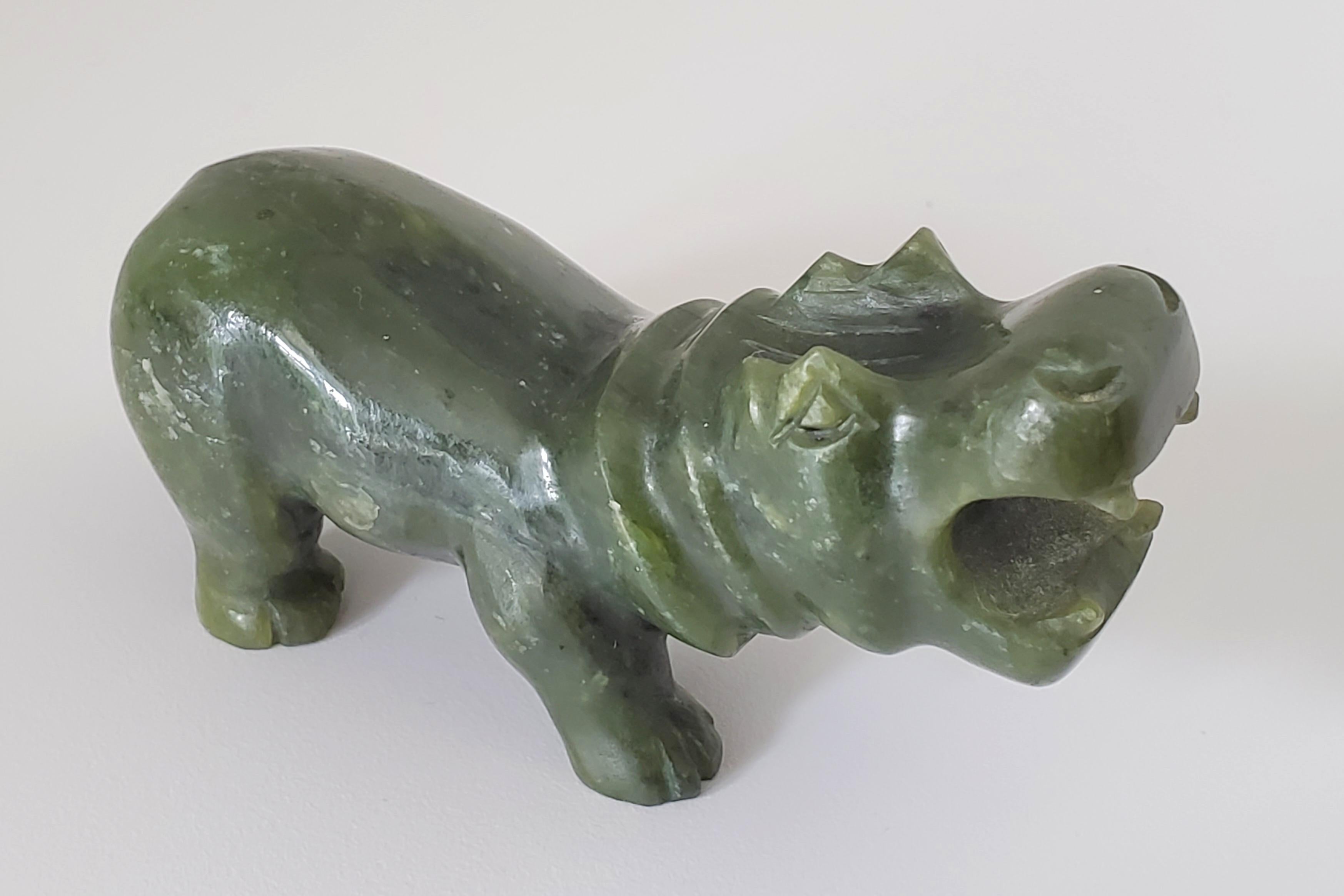 Natural Spinach Jade Animal Figurines from Qing Dynasty For Sale 1