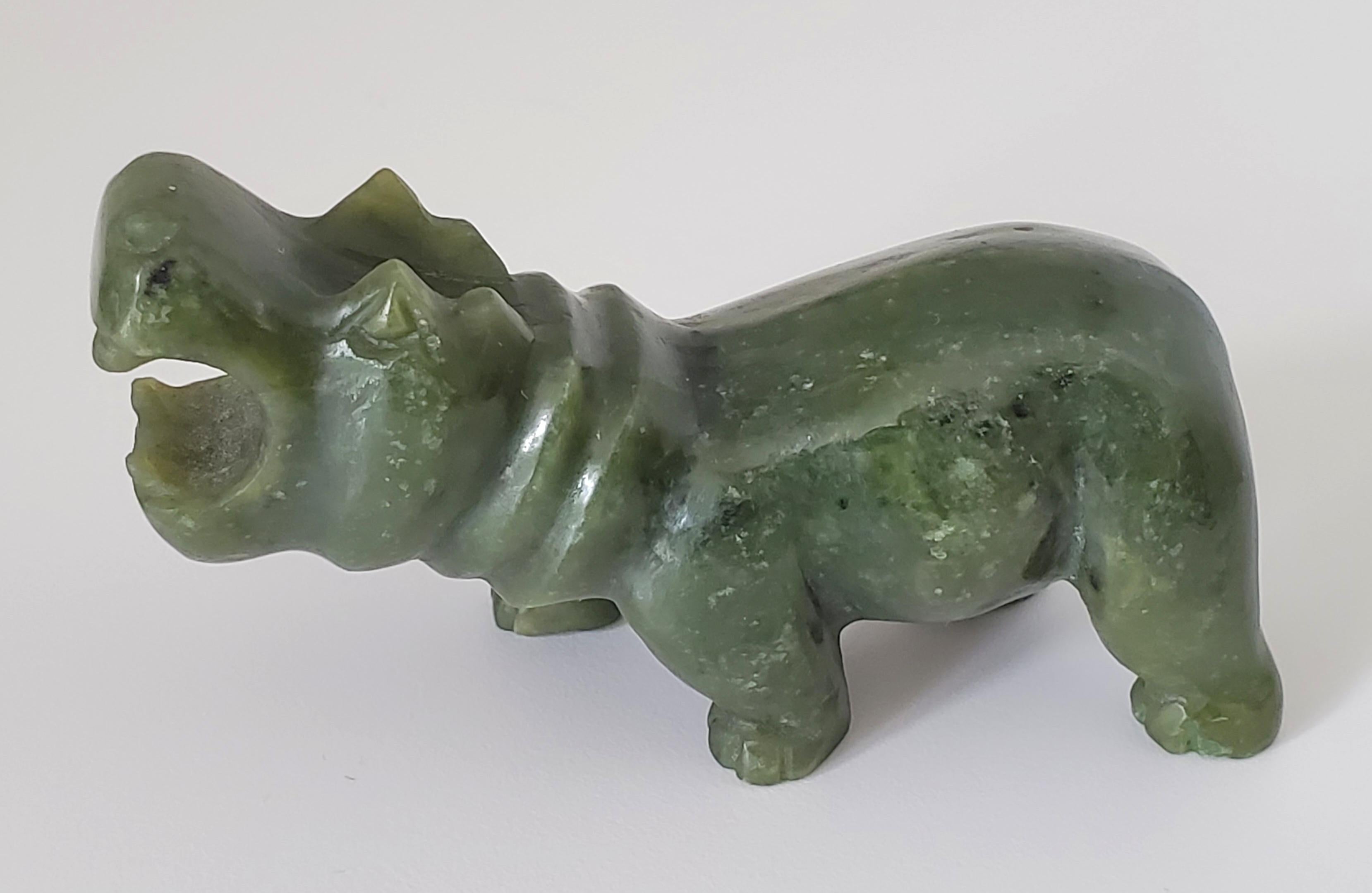 Natural Spinach Jade Animal Figurines from Qing Dynasty For Sale 2