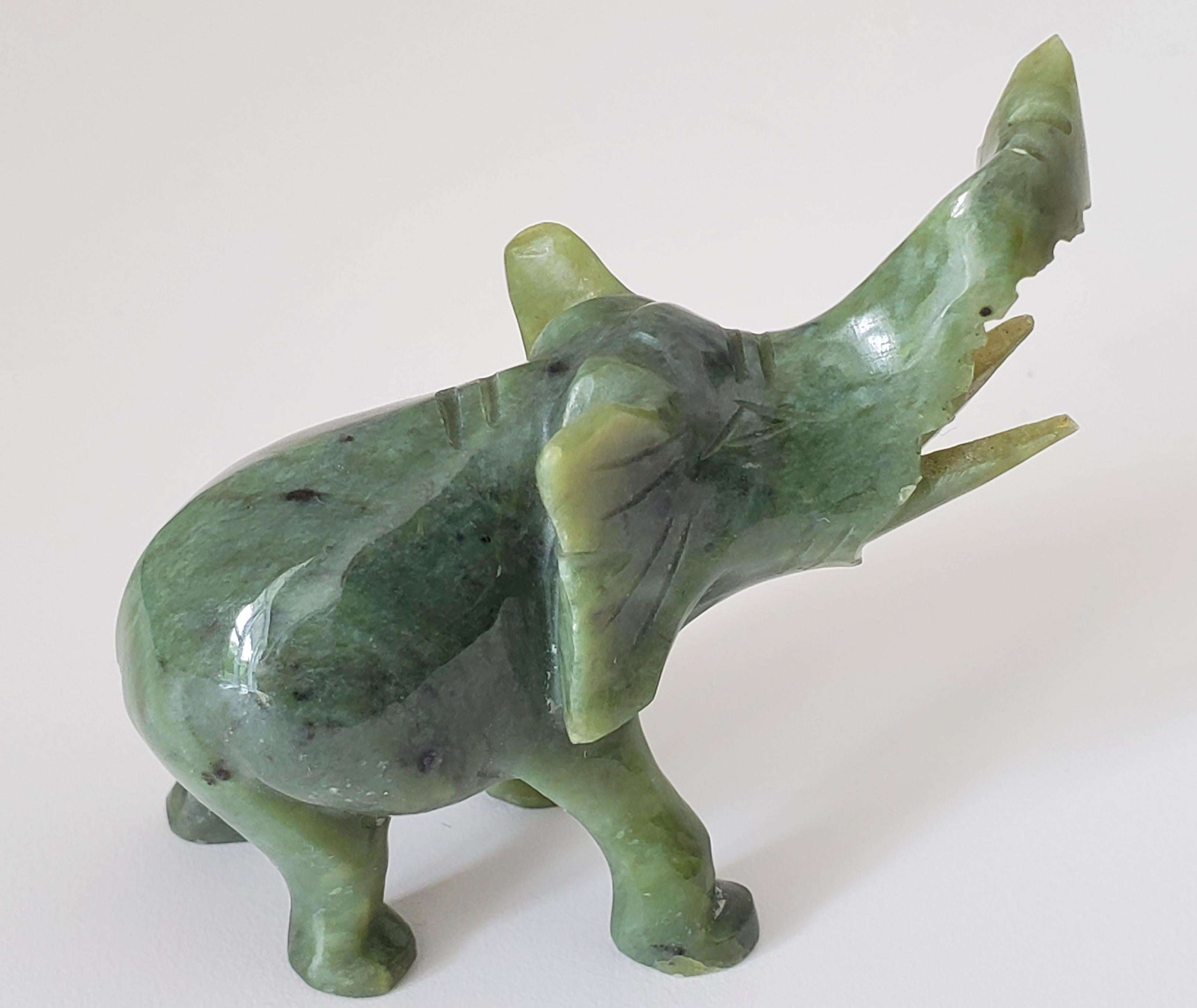 Carved Natural Spinach Jade Animal Figurines from Qing Dynasty For Sale