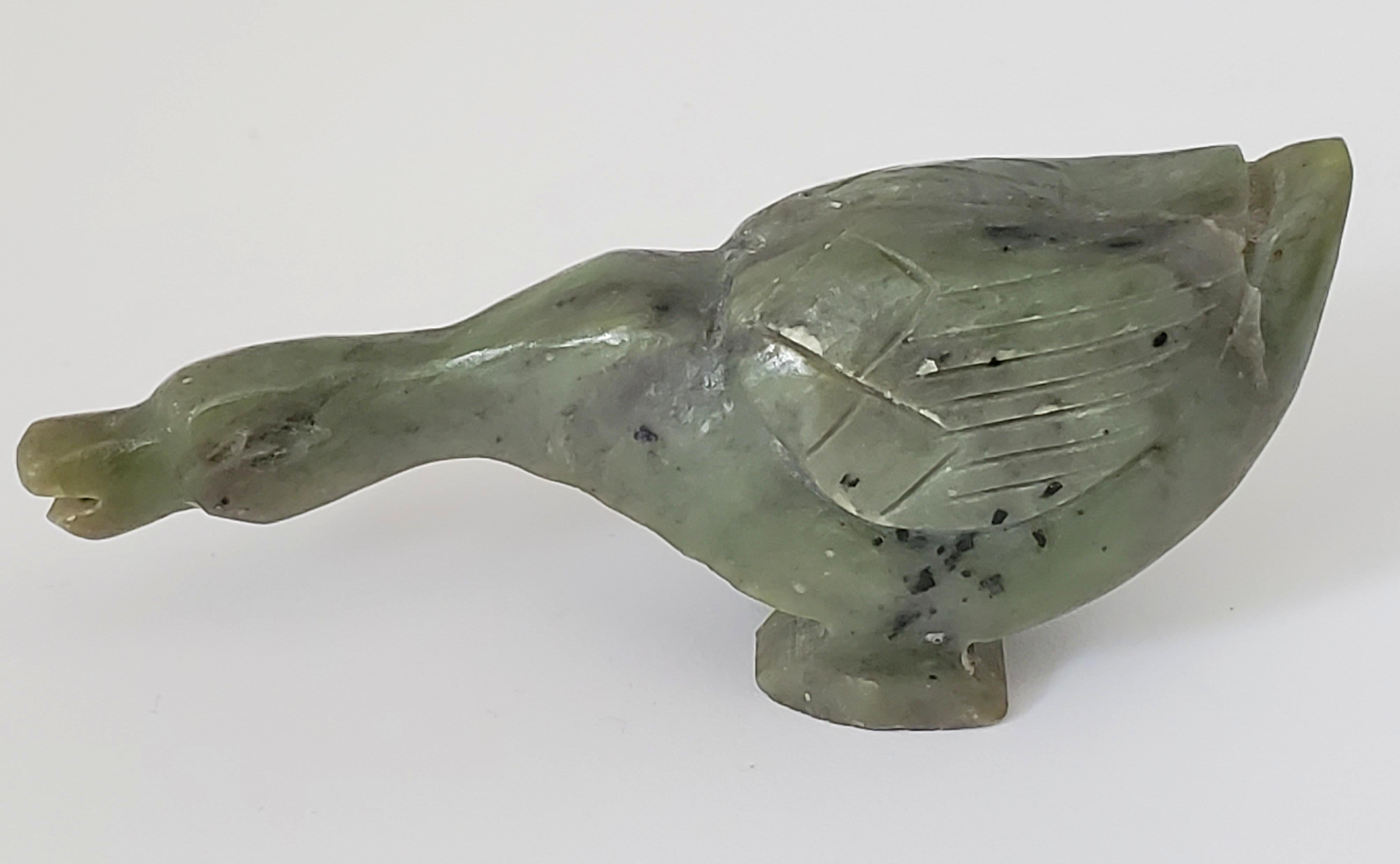 Natural Spinach Jade Duck and Rabbit Figures from Qing Dynasty For Sale 4