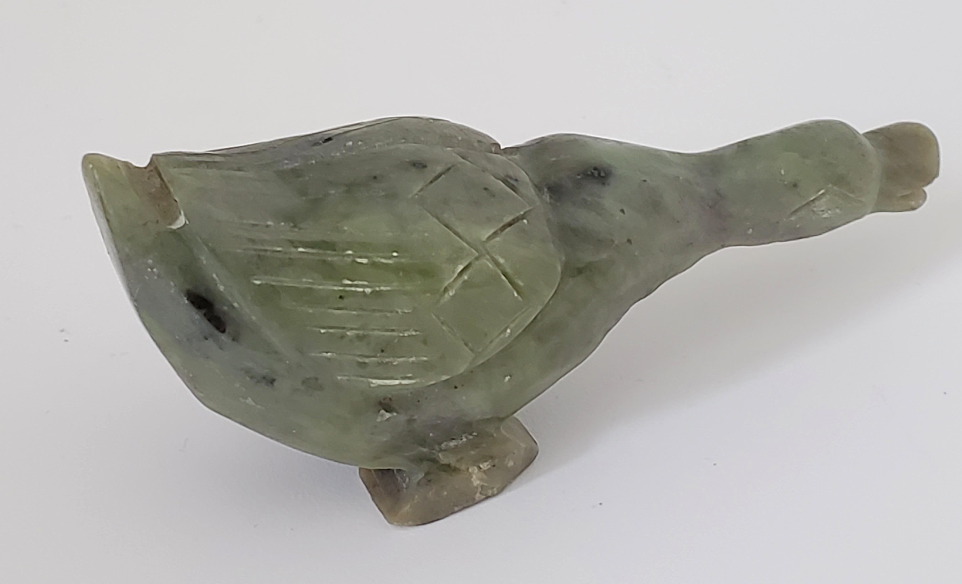 Natural Spinach Jade Duck and Rabbit Figures from Qing Dynasty For Sale 2