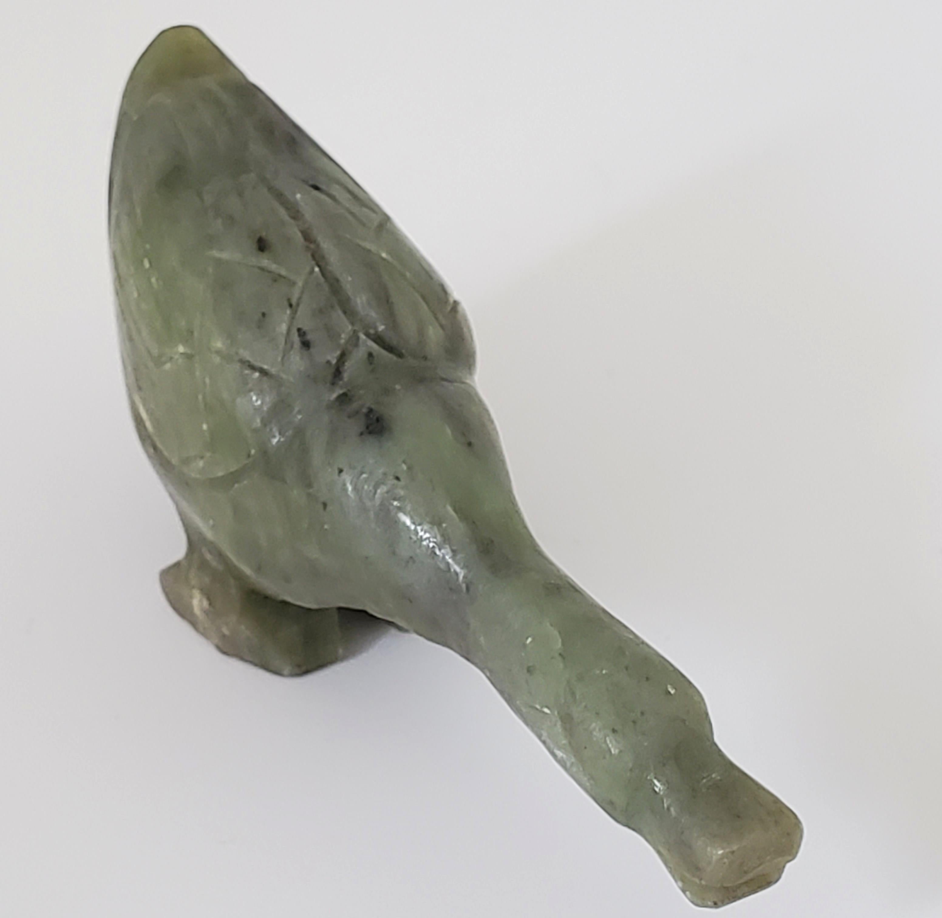 Natural Spinach Jade Duck and Rabbit Figures from Qing Dynasty For Sale 3