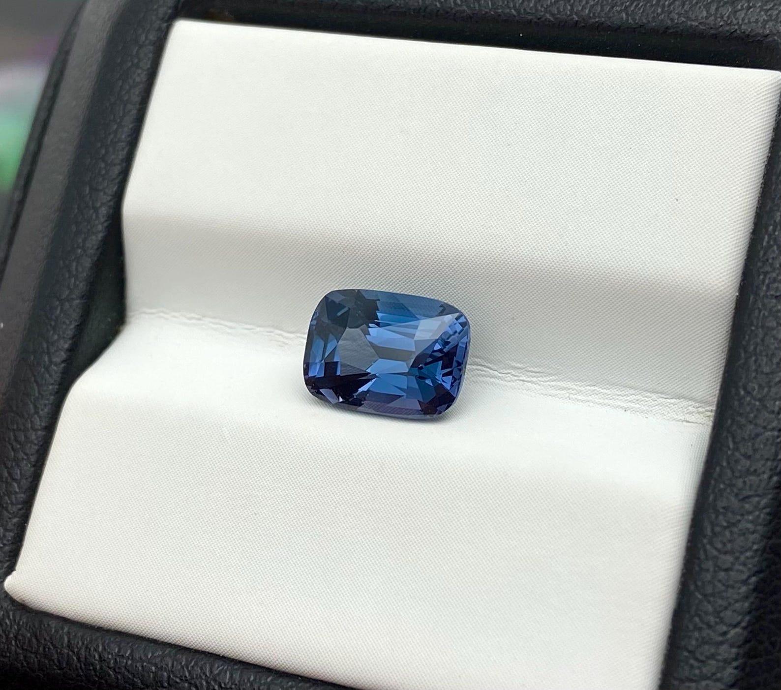 Cushion Cut Natural Spinel Cobalt blue Loose Gemstone 2.04 Ct., Certificate, cushion cut.