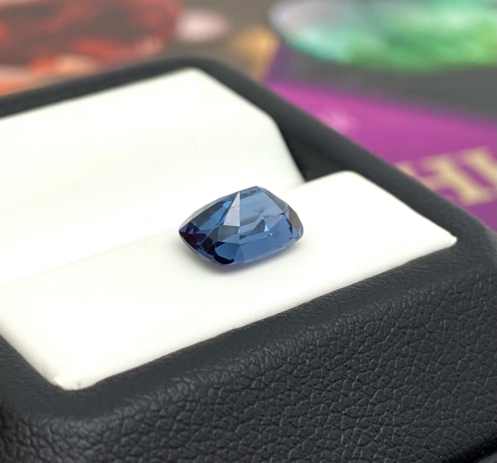 Natural Spinel Cobalt blue Loose Gemstone 2.04 Ct., Certificate, cushion cut. 1