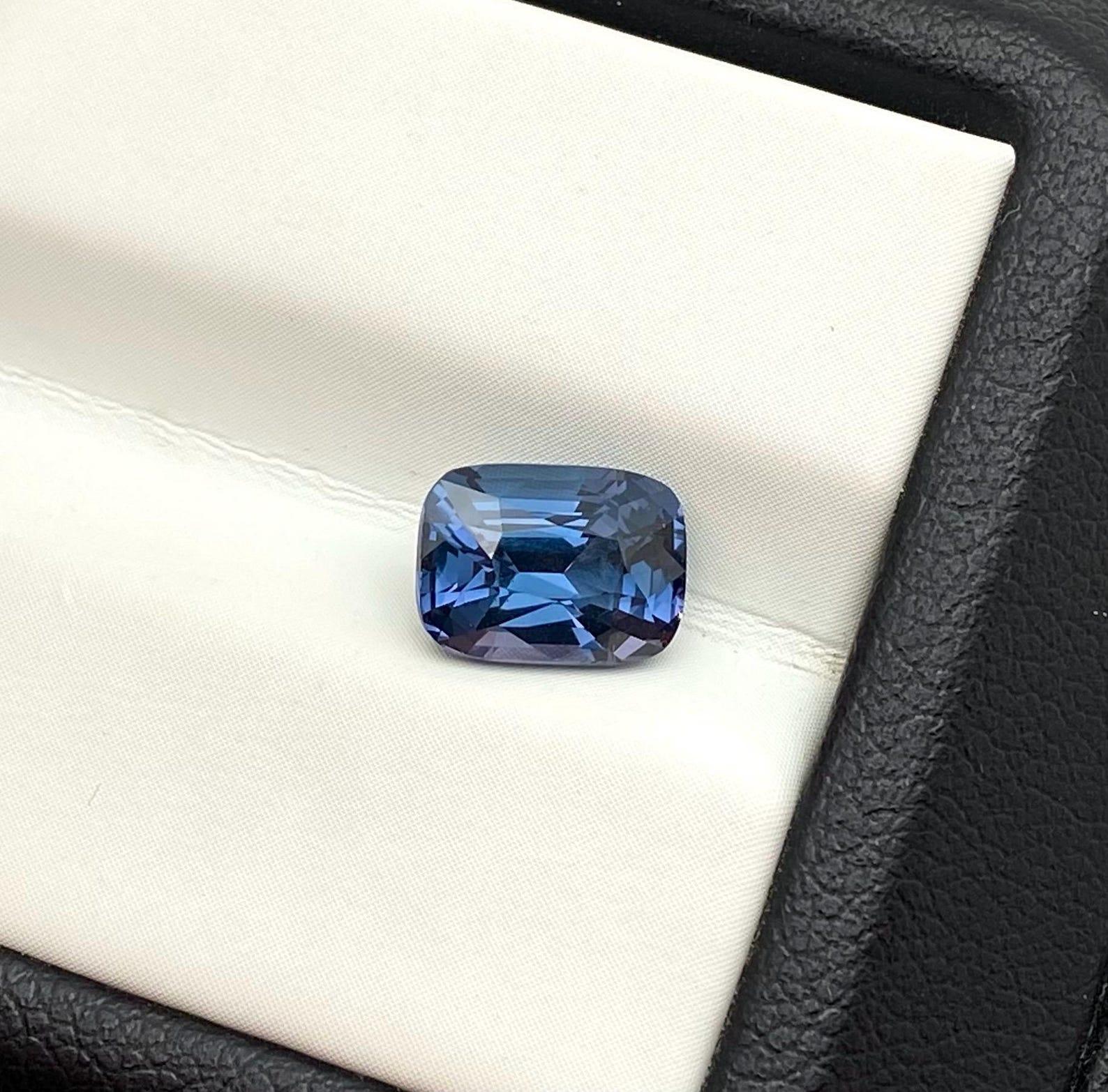 Natural Spinel Cobalt blue Loose Gemstone 2.04 Ct., Certificate, cushion cut. 2