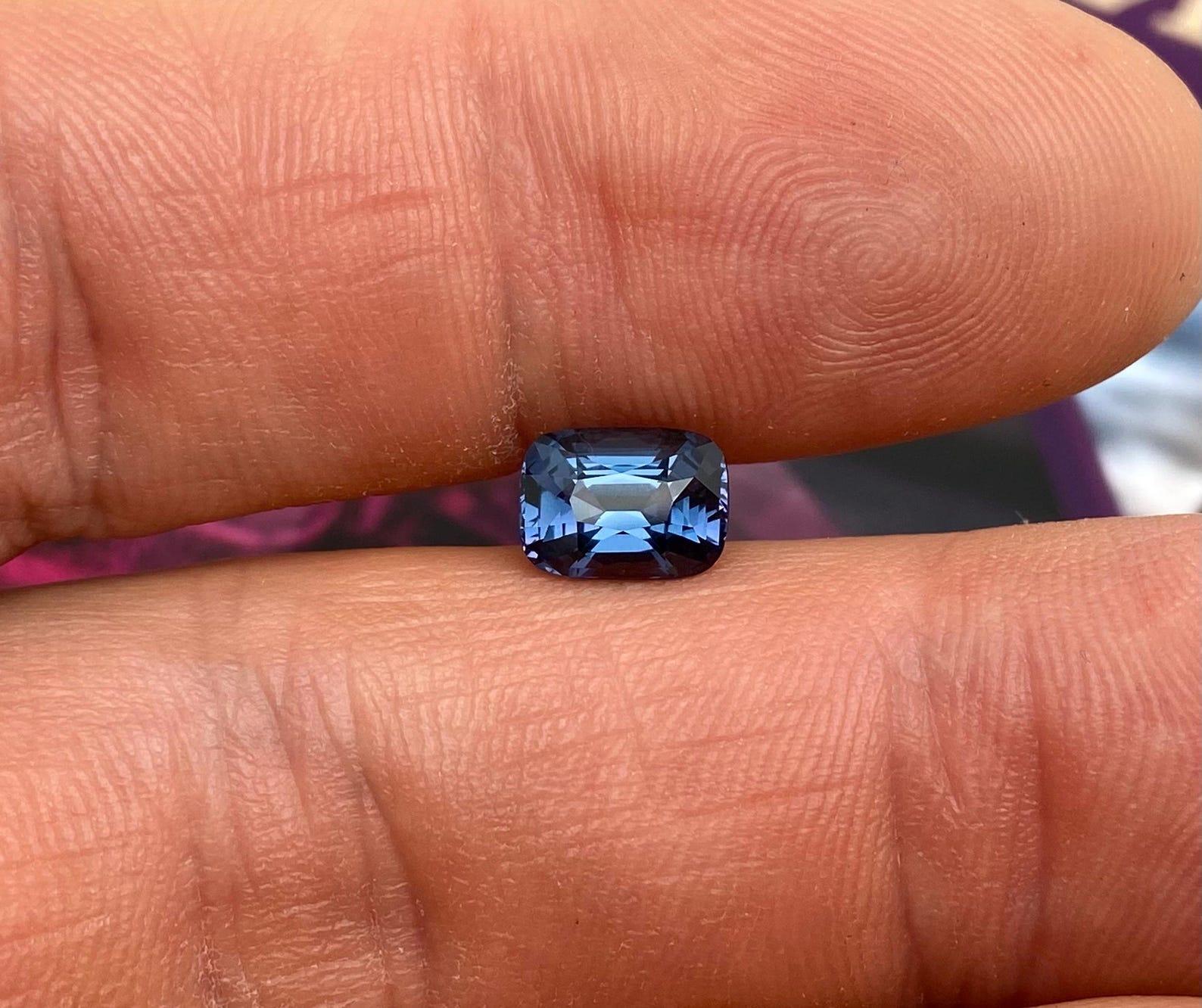 Natural Spinel Cobalt blue Loose Gemstone 2.04 Ct., Certificate, cushion cut. 3
