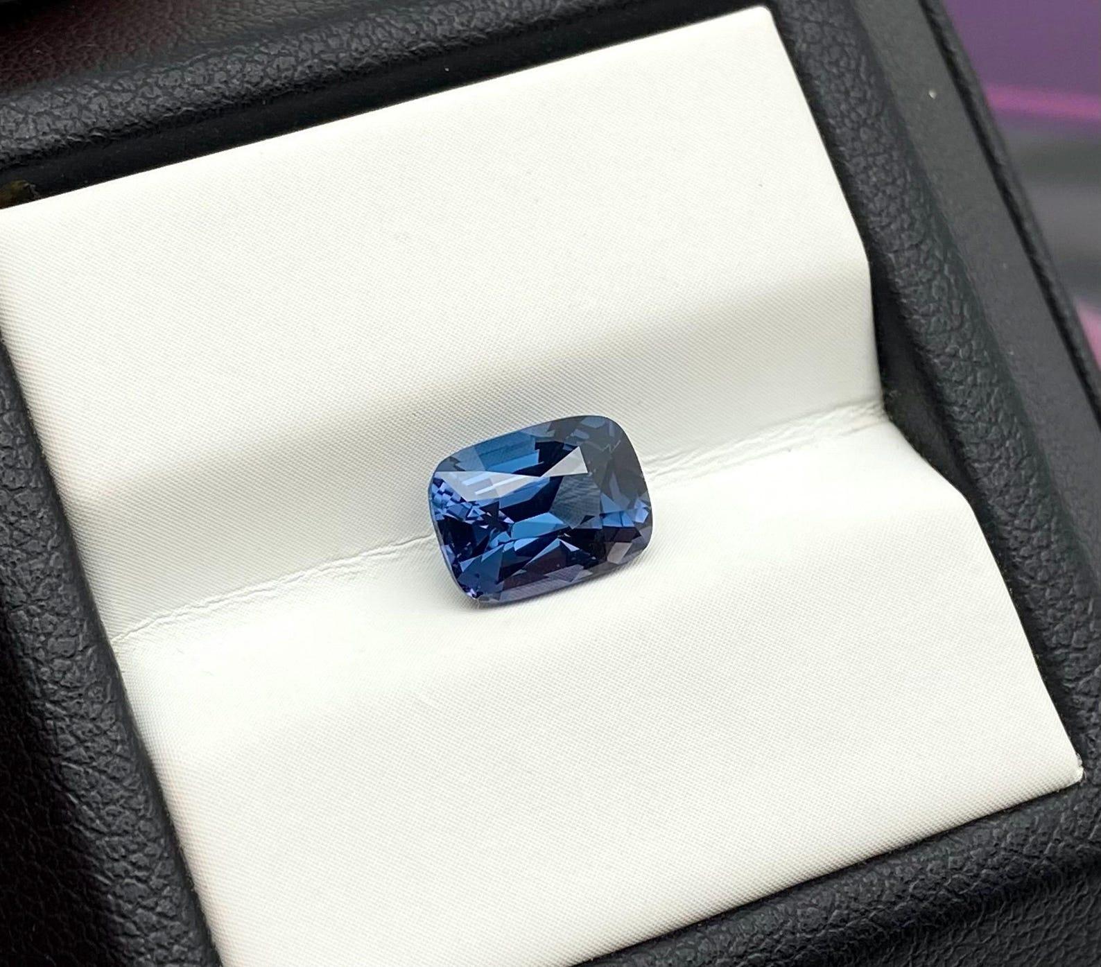 Natural Spinel Cobalt blue Loose Gemstone 2.04 Ct., Certificate, cushion cut. 4
