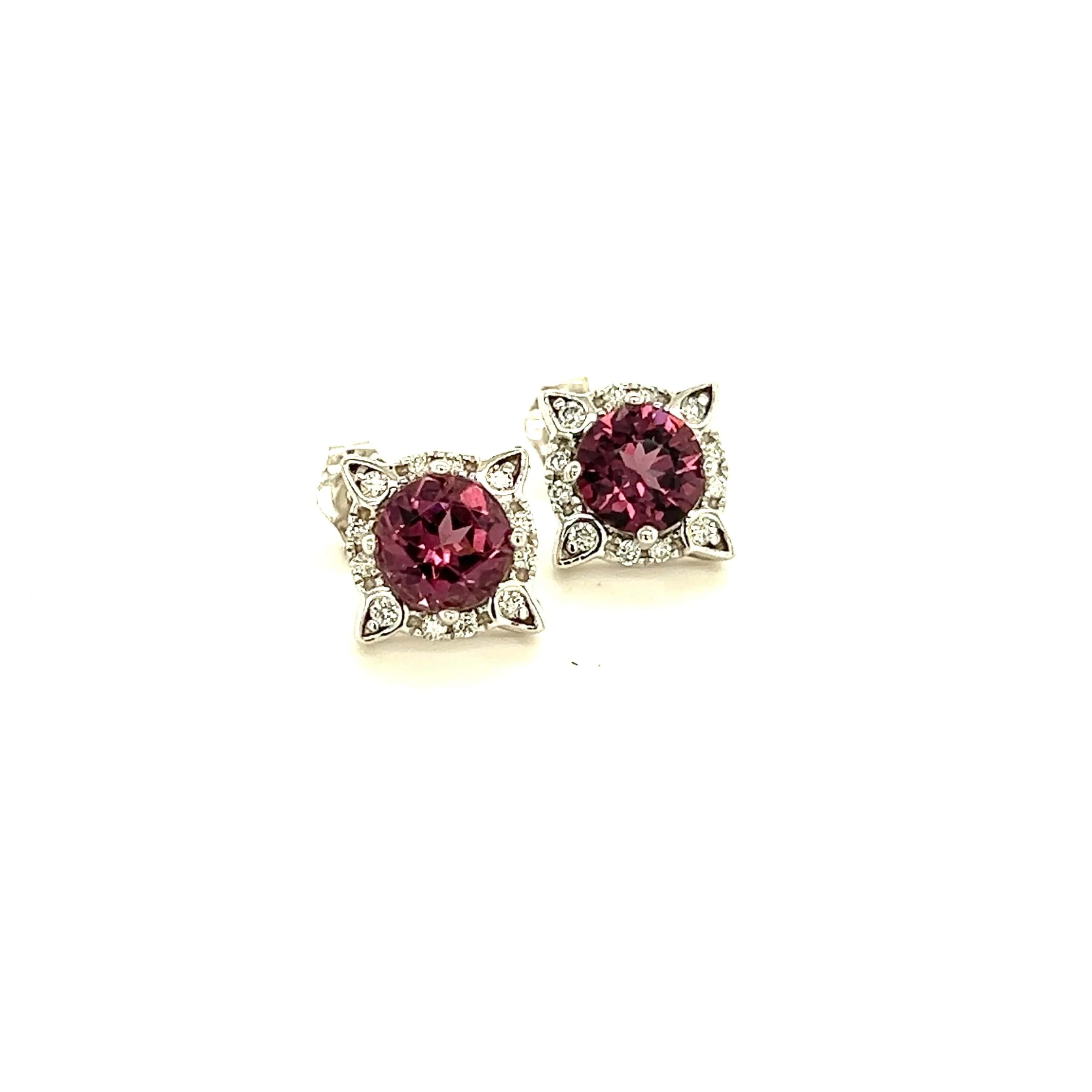 Natural Spinel Diamond Earrings 14k Y Gold 2.04 TCW Certified  In Good Condition For Sale In Brooklyn, NY