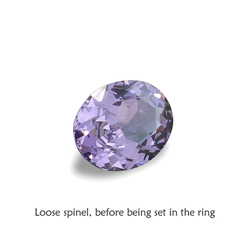 Natural spinel no heat violet color ALGT certified Diamond Ring 18Kt White Gold In New Condition For Sale In München, DE