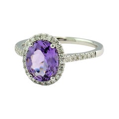 Bague en or blanc 18Kt avec diamant certifié ALGT, spinelle naturel de couleur violette sans chaleur