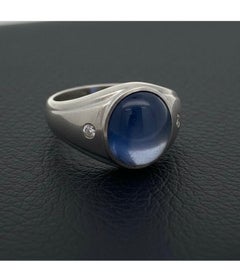 Natural Sri Lankan 12.50ct Blue Star Sapphire 14K White Gold Ring