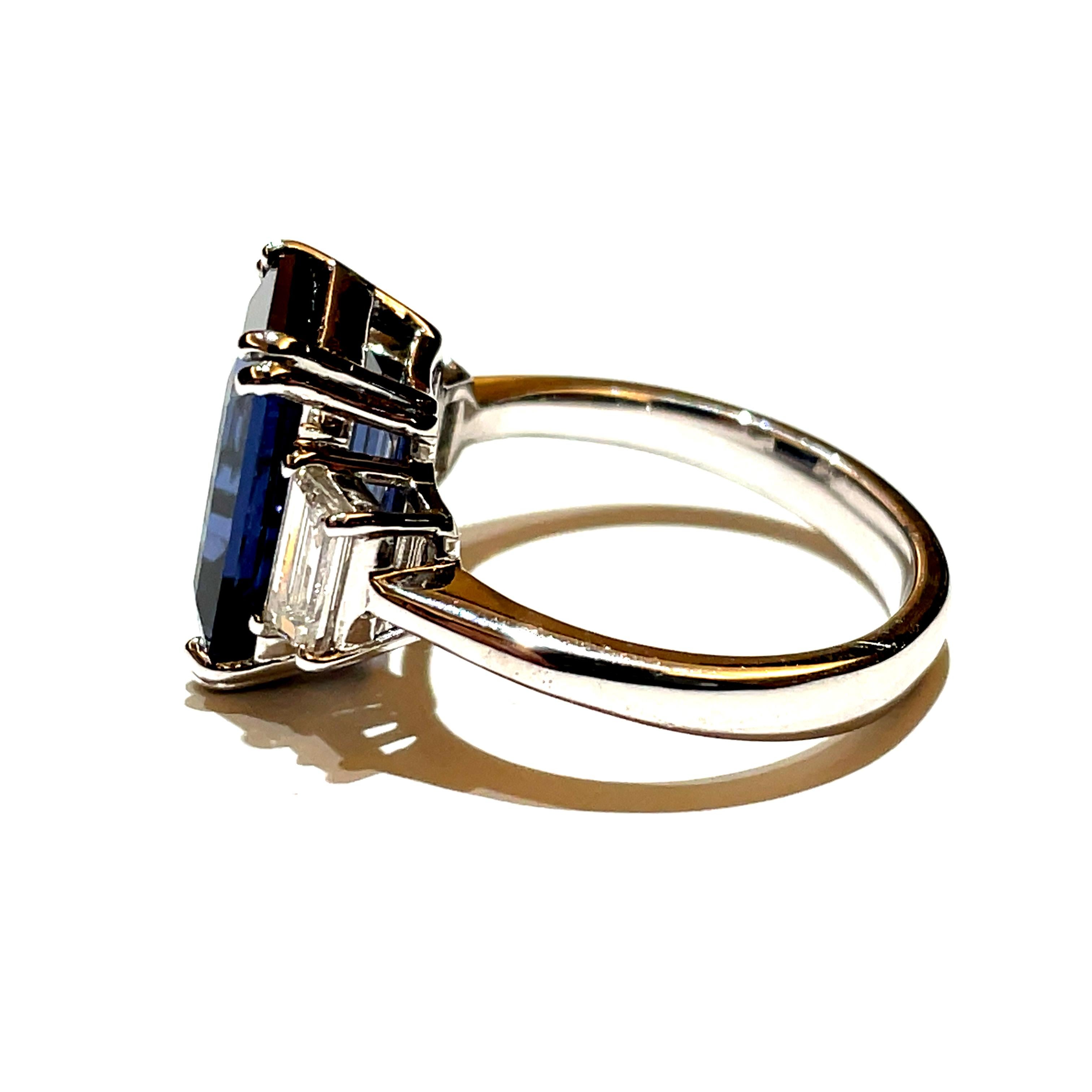 Octagon Cut Natural Sri Lankan Greyish Blue Spinel Octagon Diamond Engagement Ring For Sale