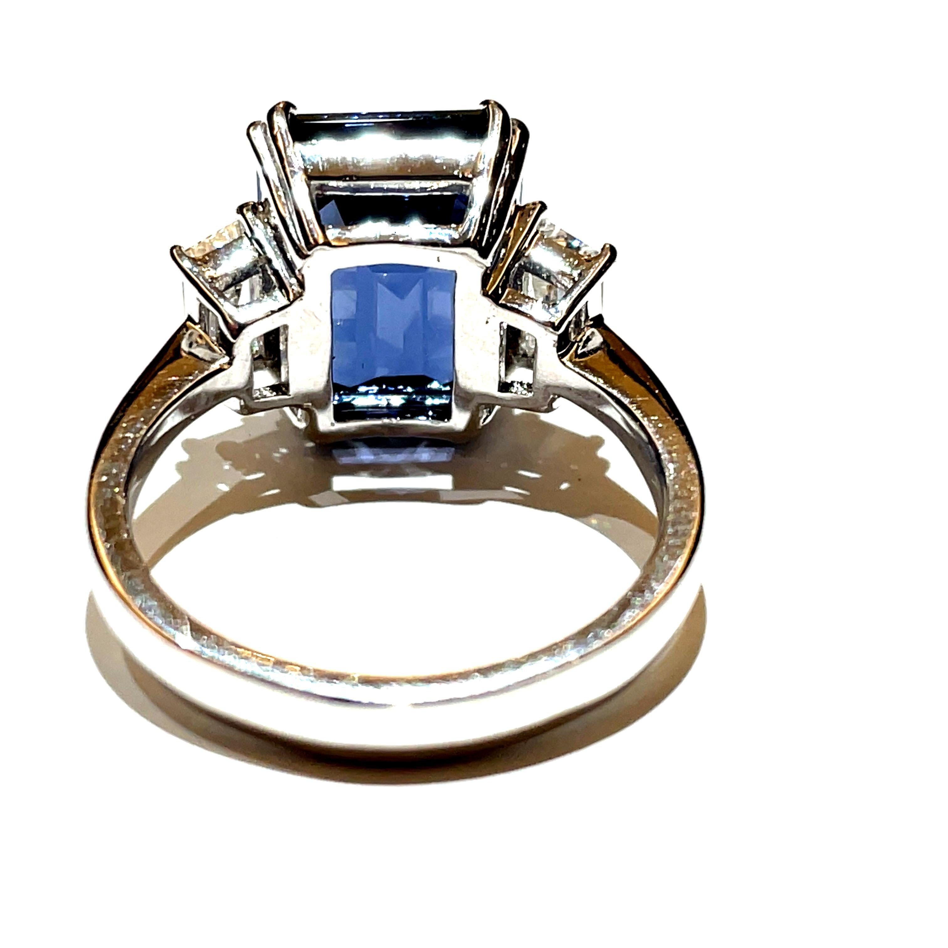 Women's Natural Sri Lankan Greyish Blue Spinel Octagon Diamond Engagement Ring For Sale