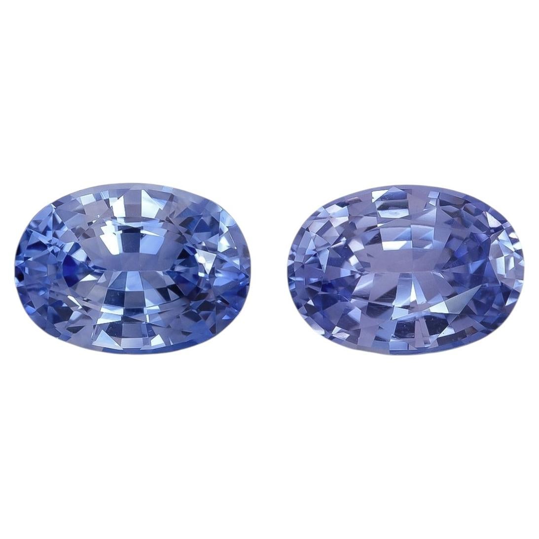 Natural Sri Lankan Light Cornflower Blue Ceylon Sapphire Matching Pair 4.04 cara For Sale