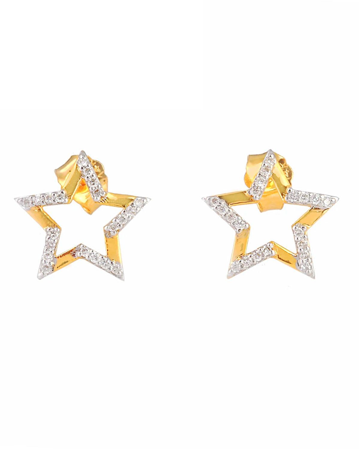 Natural Star Gold Earrings in 14K In New Condition For Sale In jaipur, IN