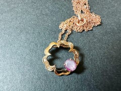 Natural Star Ruby 18K Rose Gold with Diamond Pendant, Burmese Ruby