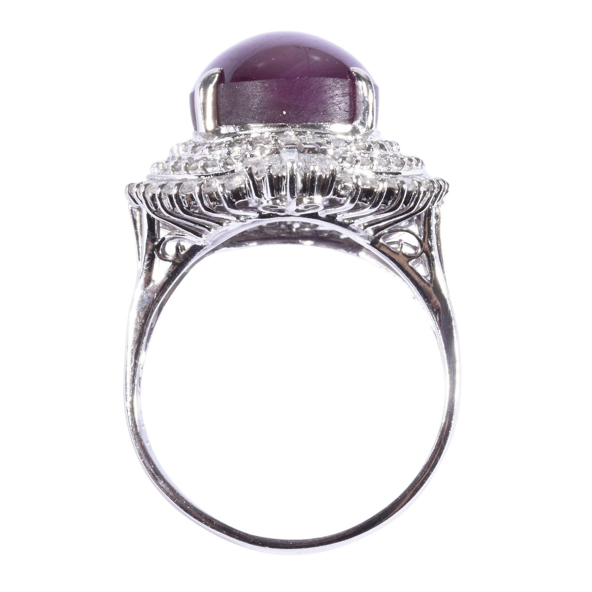 Natürlicher Stern Rubin Platin Ring im Zustand „Gut“ im Angebot in Solvang, CA