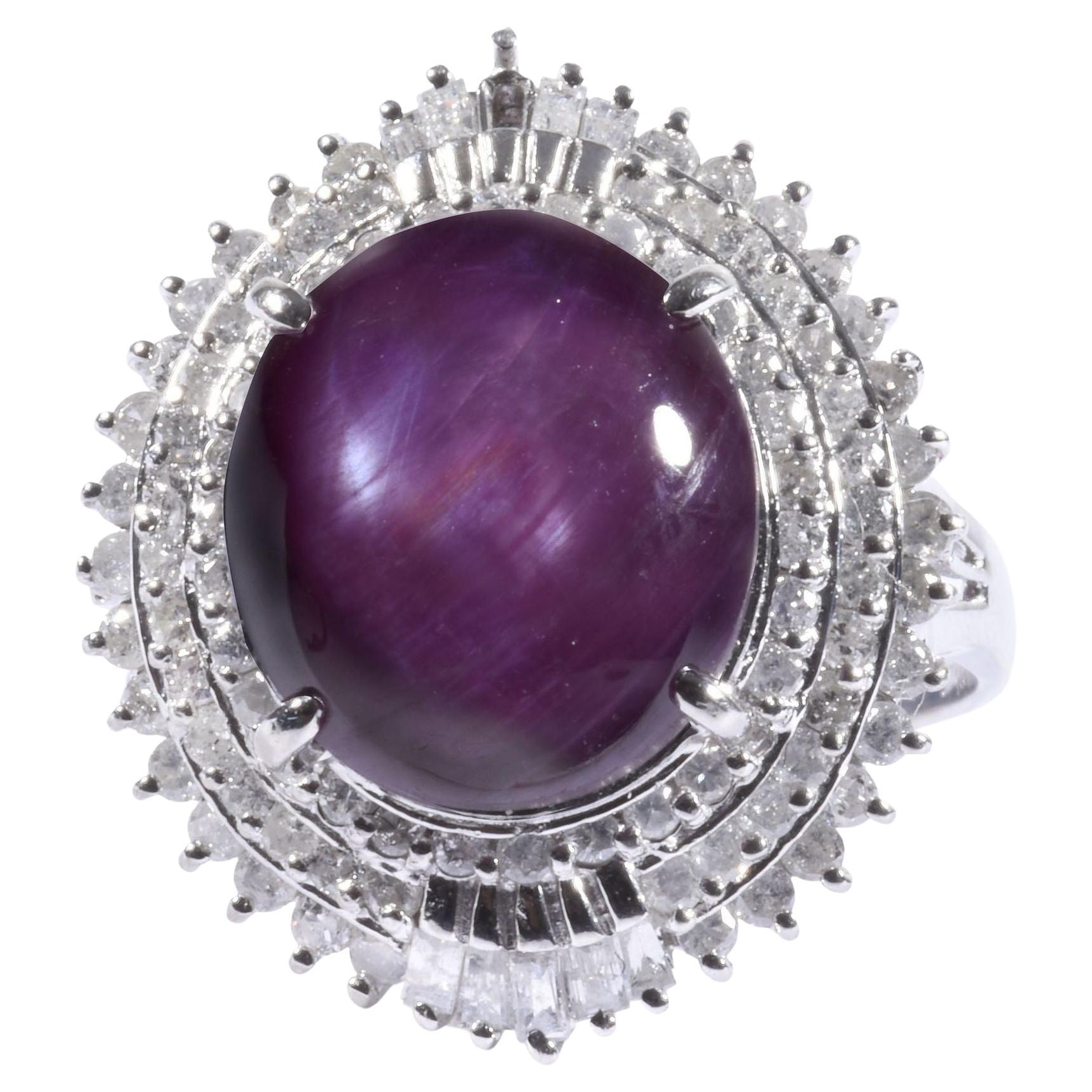 Natural Star Ruby Platinum Ring For Sale