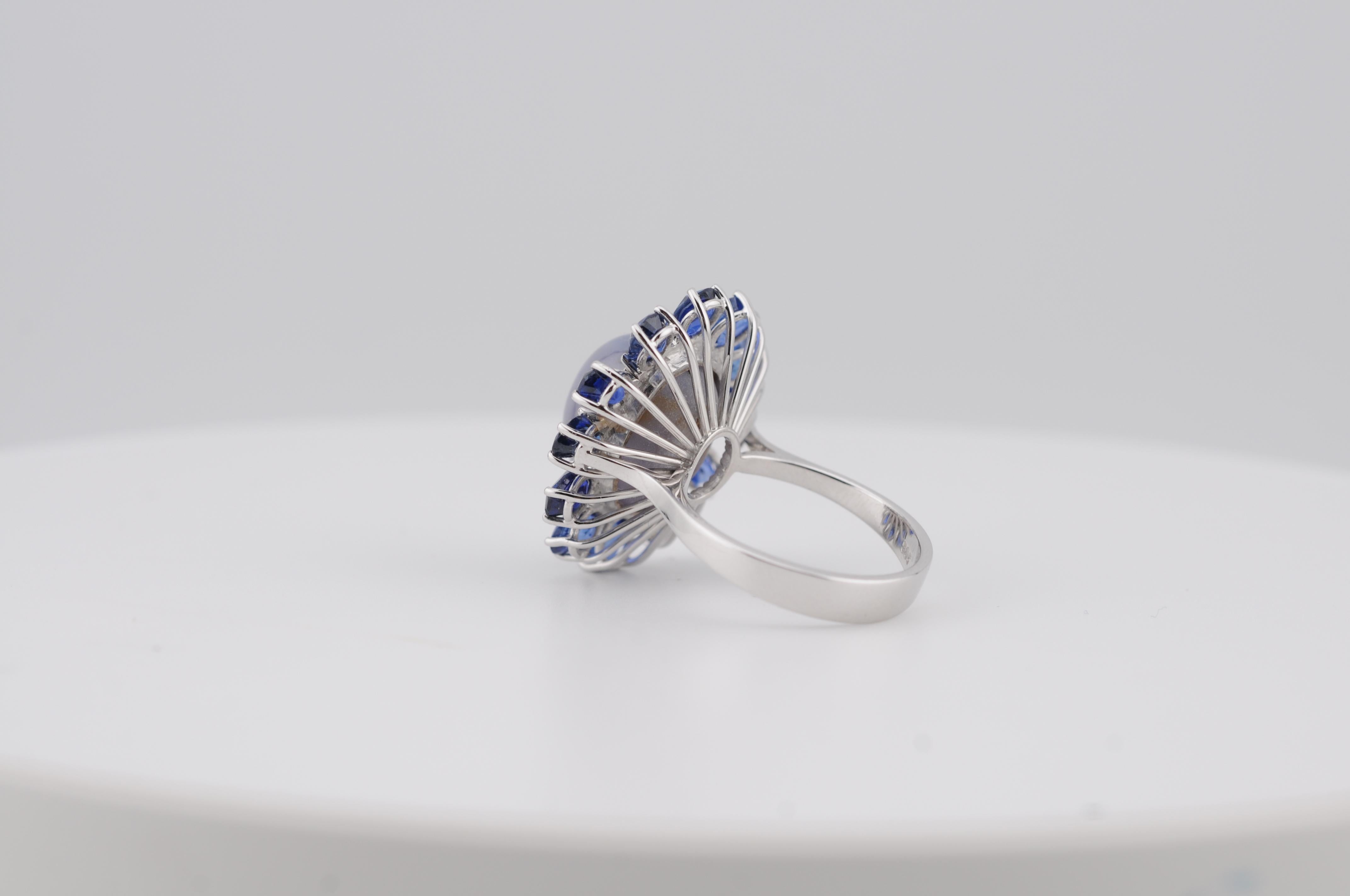 Natürlicher Sternsaphir 15,5ct Ring mit No-Heat Royal Blue Sapphires im Angebot 4