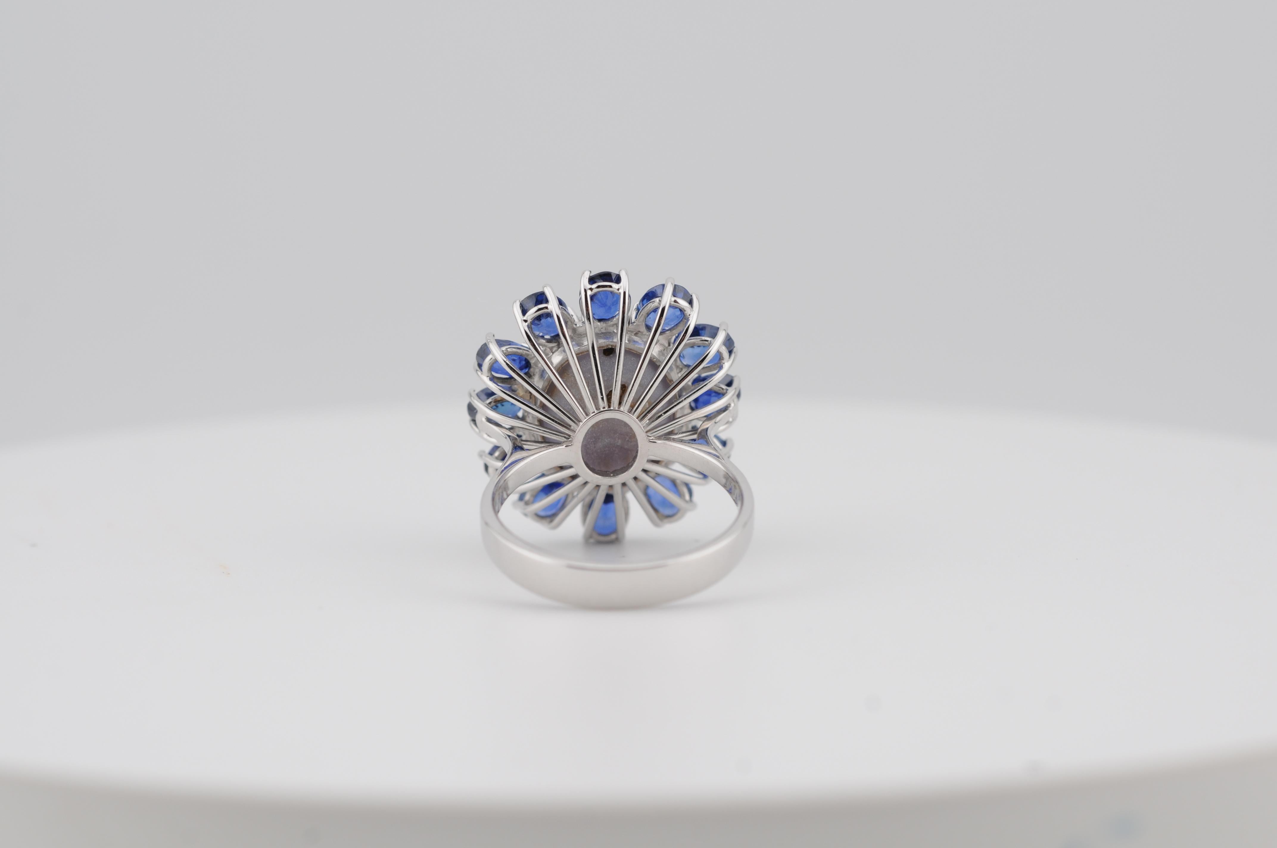 Natürlicher Sternsaphir 15,5ct Ring mit No-Heat Royal Blue Sapphires im Angebot 5