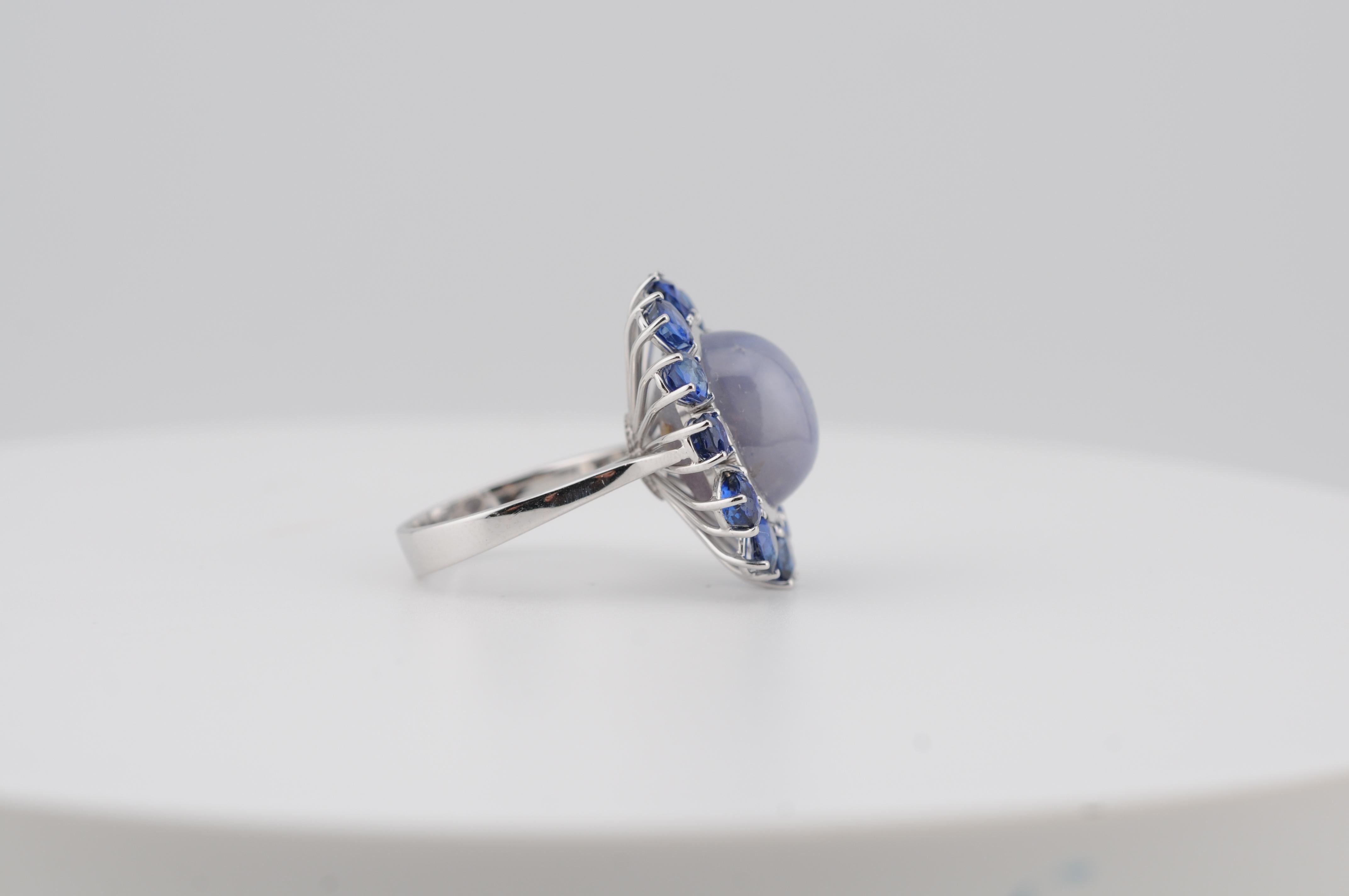 Natürlicher Sternsaphir 15,5ct Ring mit No-Heat Royal Blue Sapphires im Angebot 7