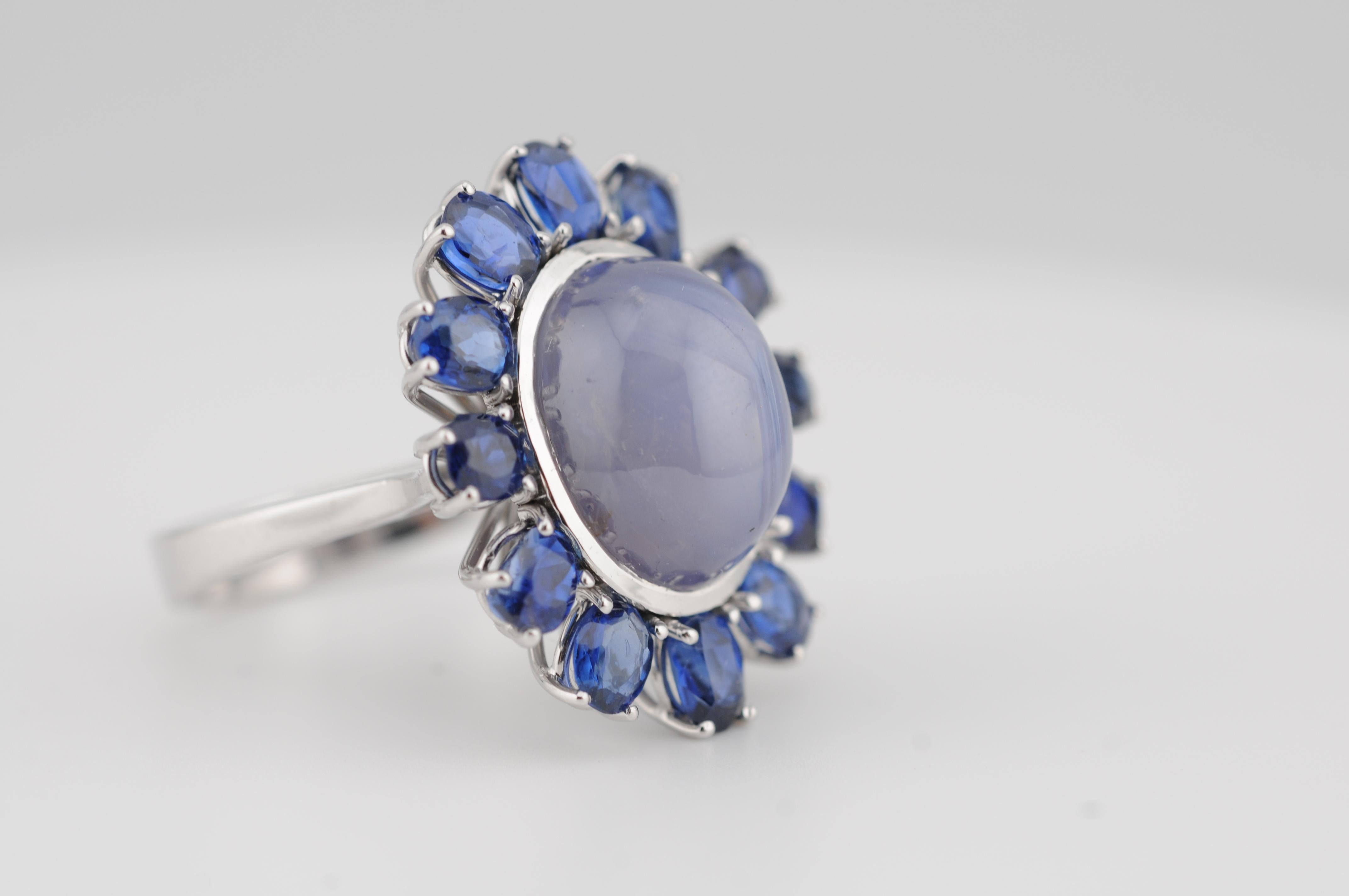 Natürlicher Sternsaphir 15,5ct Ring mit No-Heat Royal Blue Sapphires im Angebot 8