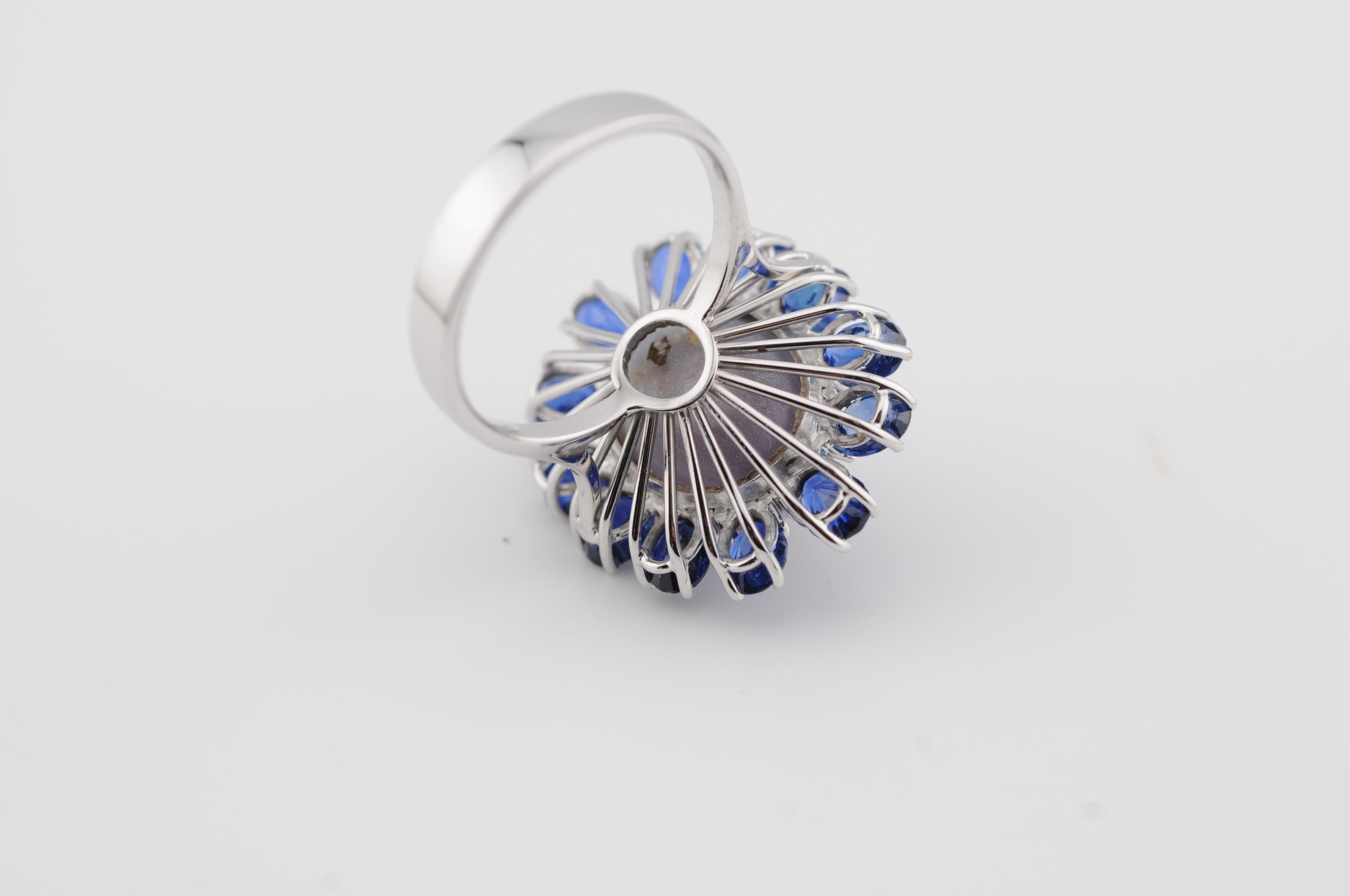 Natürlicher Sternsaphir 15,5ct Ring mit No-Heat Royal Blue Sapphires im Angebot 10